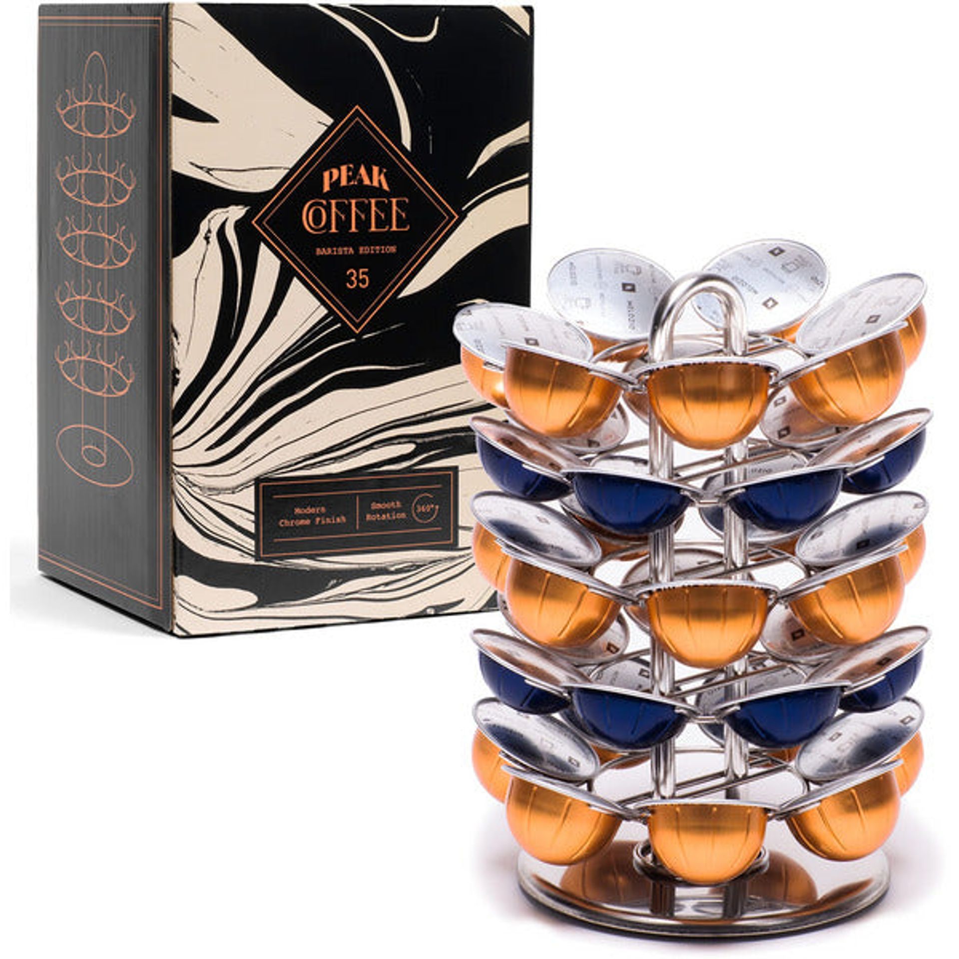 Peak Coffee 35 Pod Revolving Capsule Holder Stand For Nespresso