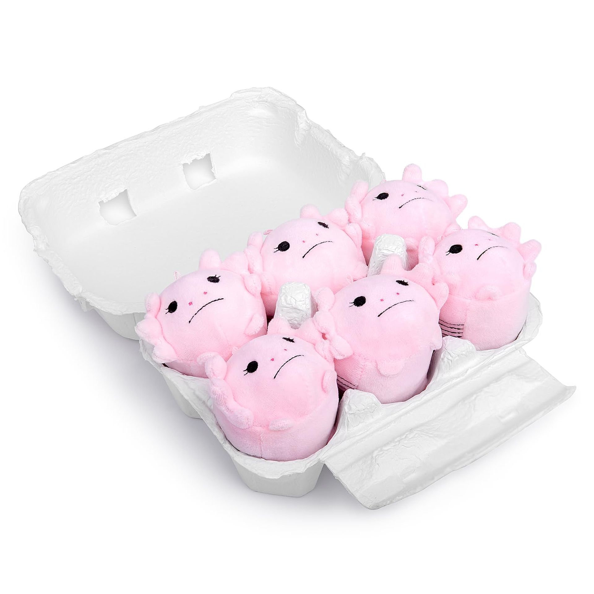 Eggshell Surprise Axolotl Plush Toys (6 Pack) – 7.5” Super Soft Stuffed Animals, Cute Pink Collectible Gift for Kids & Home Décor