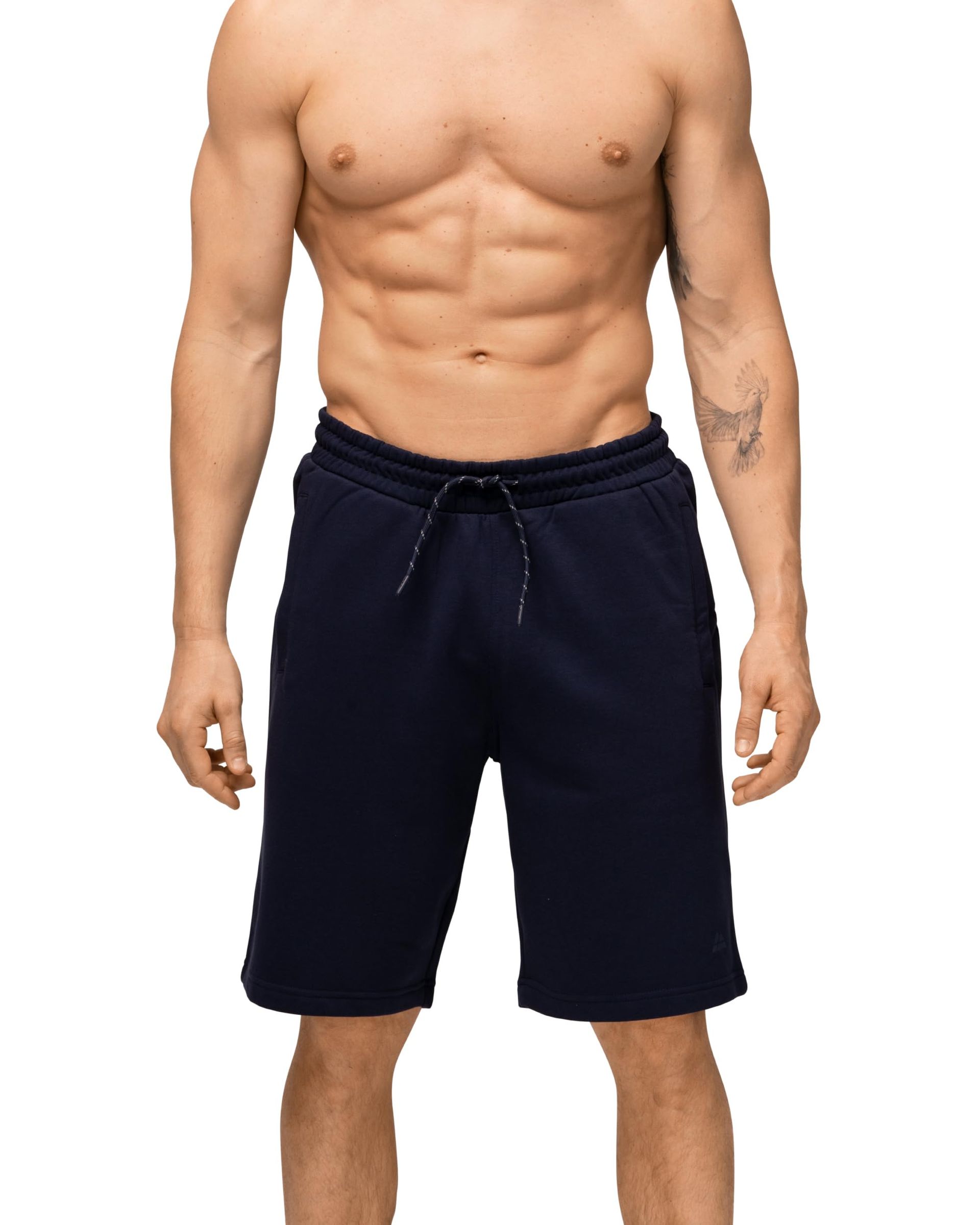 Men's Gym Shorts Soft Cotton Fleece with Deep Pockets for Sports & Lounge - Navy M