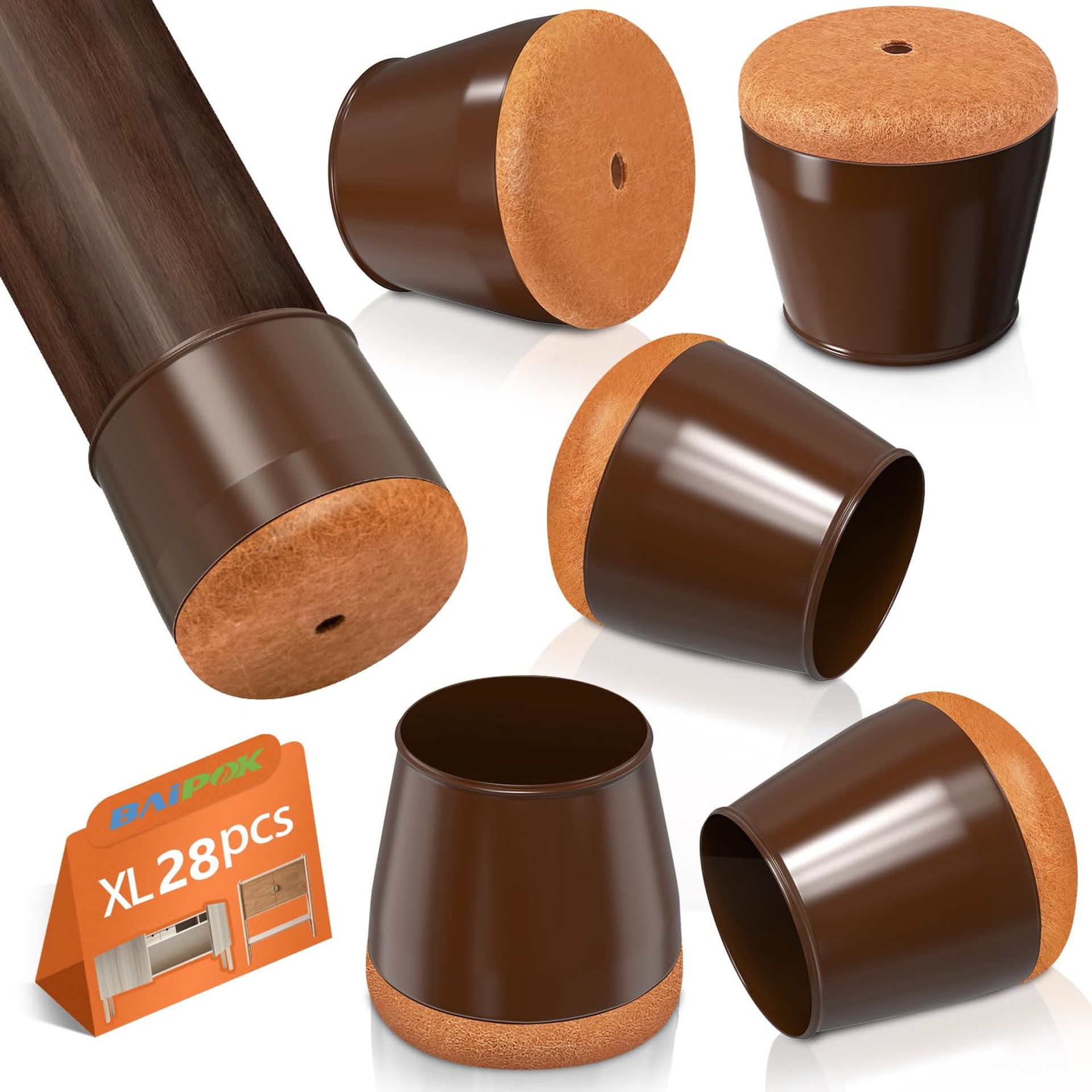 Chair Leg Floor Protectors, 28PCS Silicone Furniture Feet Covers, Anti-Scratch & Noise-Reducing Pads for Hardwood & Tile Floors