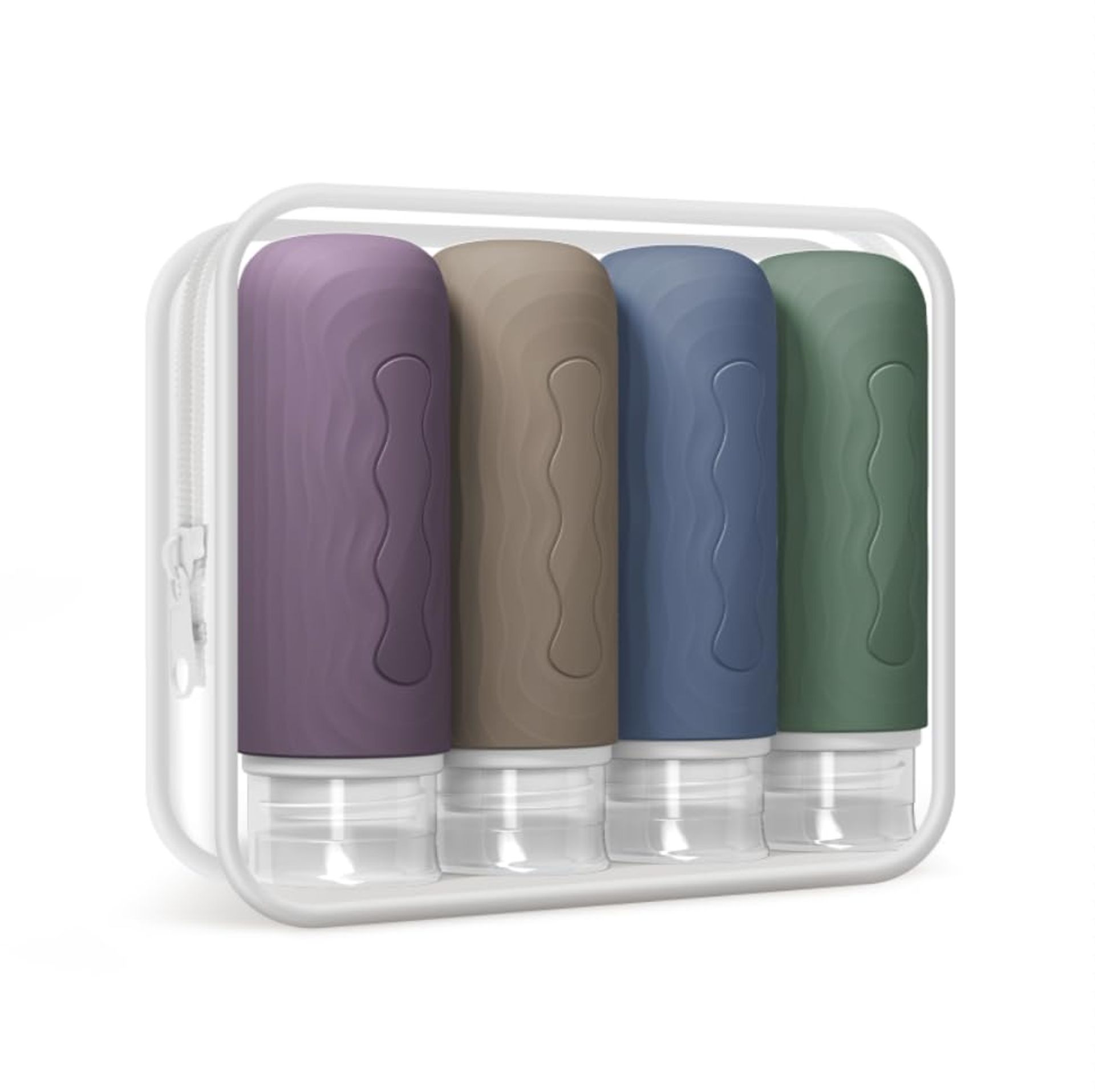 Travel Silicone Bottles TSA Approved 3oz Leak Proof Refillable Toiletry Containers for Shampoo, Conditioner, Lotion - Purple 4 Pack