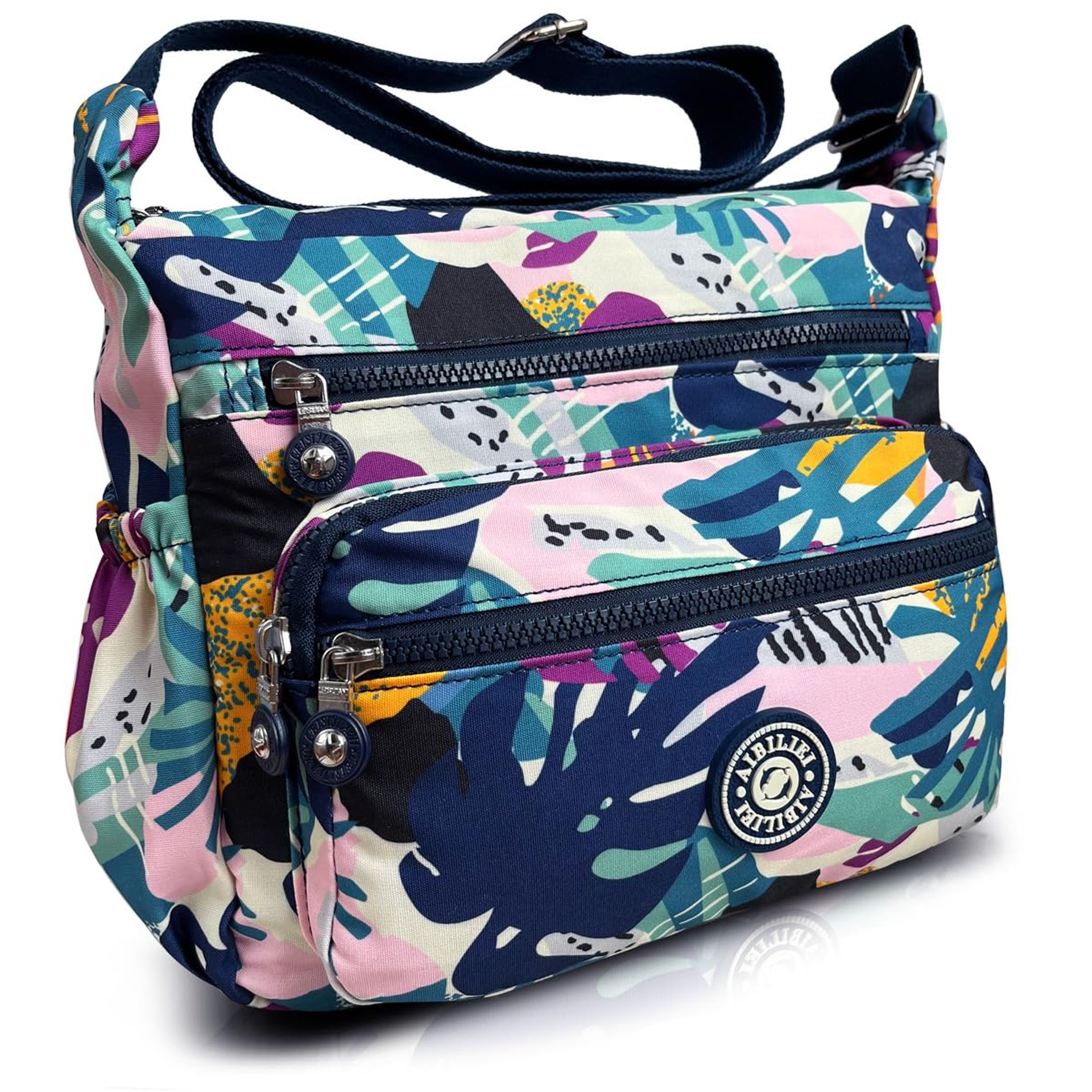 Women's Lightweight Nylon Crossbody Messenger Bag - Multi Pocket Travel Handbag - View #10
