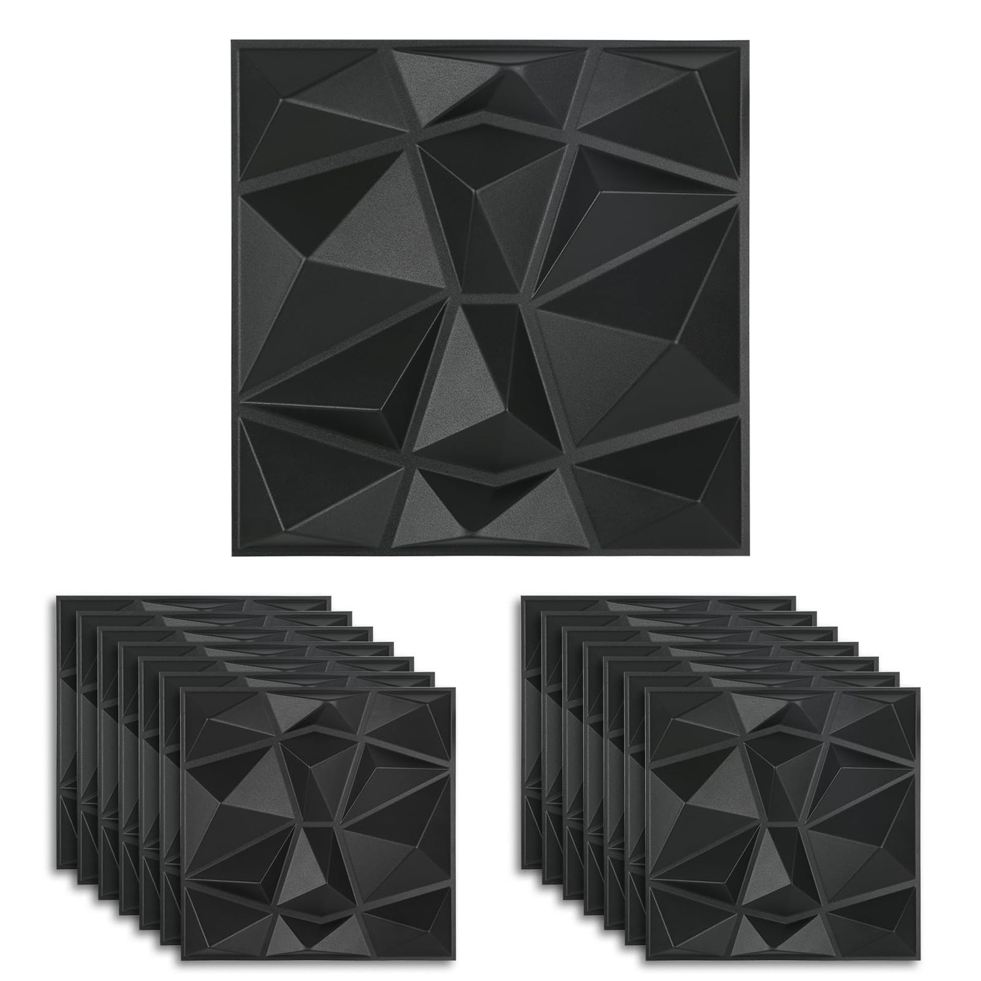 15pcs 3D Wall Panels Brick Effect PVC Wallpaper Tiles 300x300mm Black – Waterproof, Easy to Clean & Modern Decorative Wall Panelling