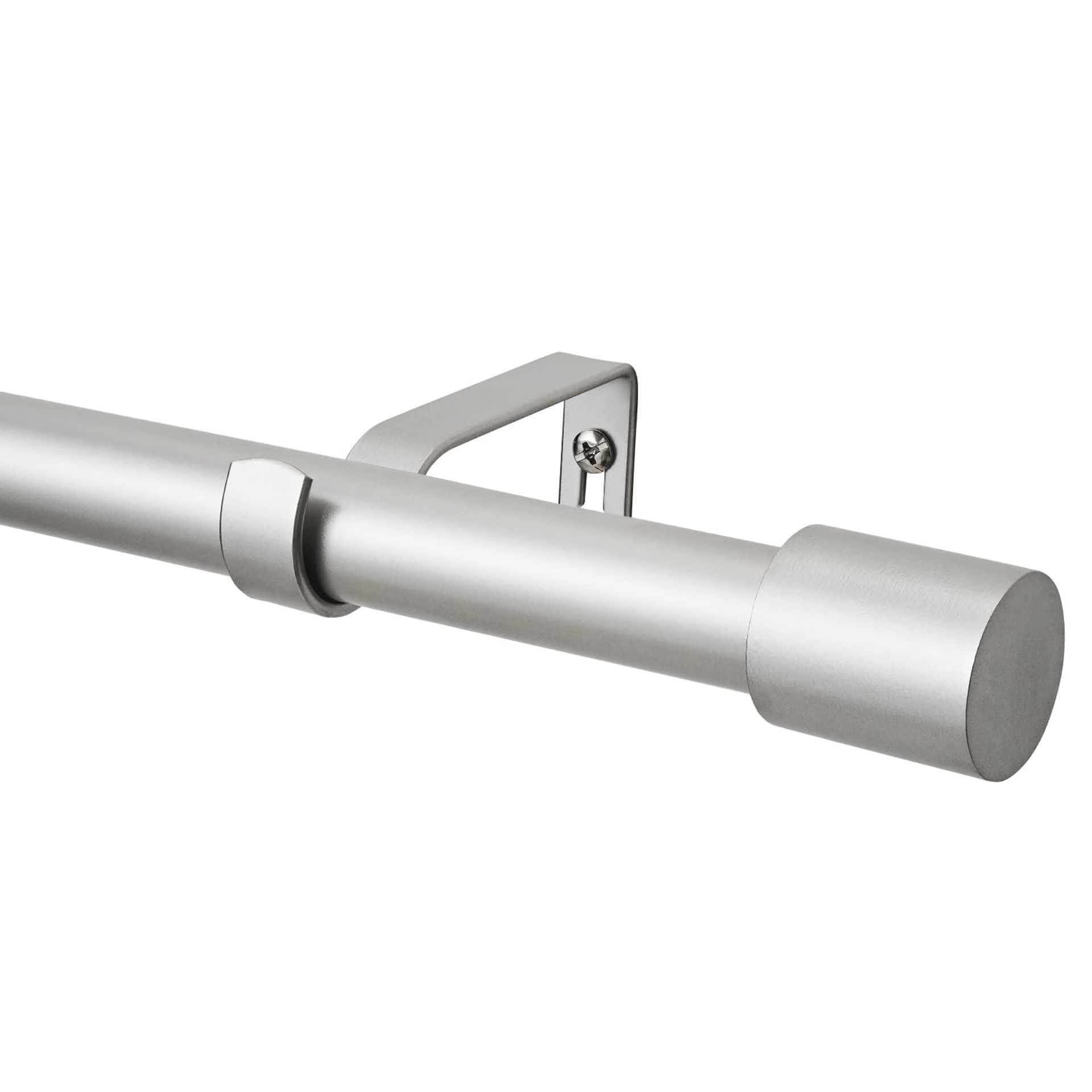 Extendable Curtain Pole with Nickel End Cap Finials & 3 Brackets, 76–210cm Adjustable Rod for Living Room, Bedroom or Kitchen Windows