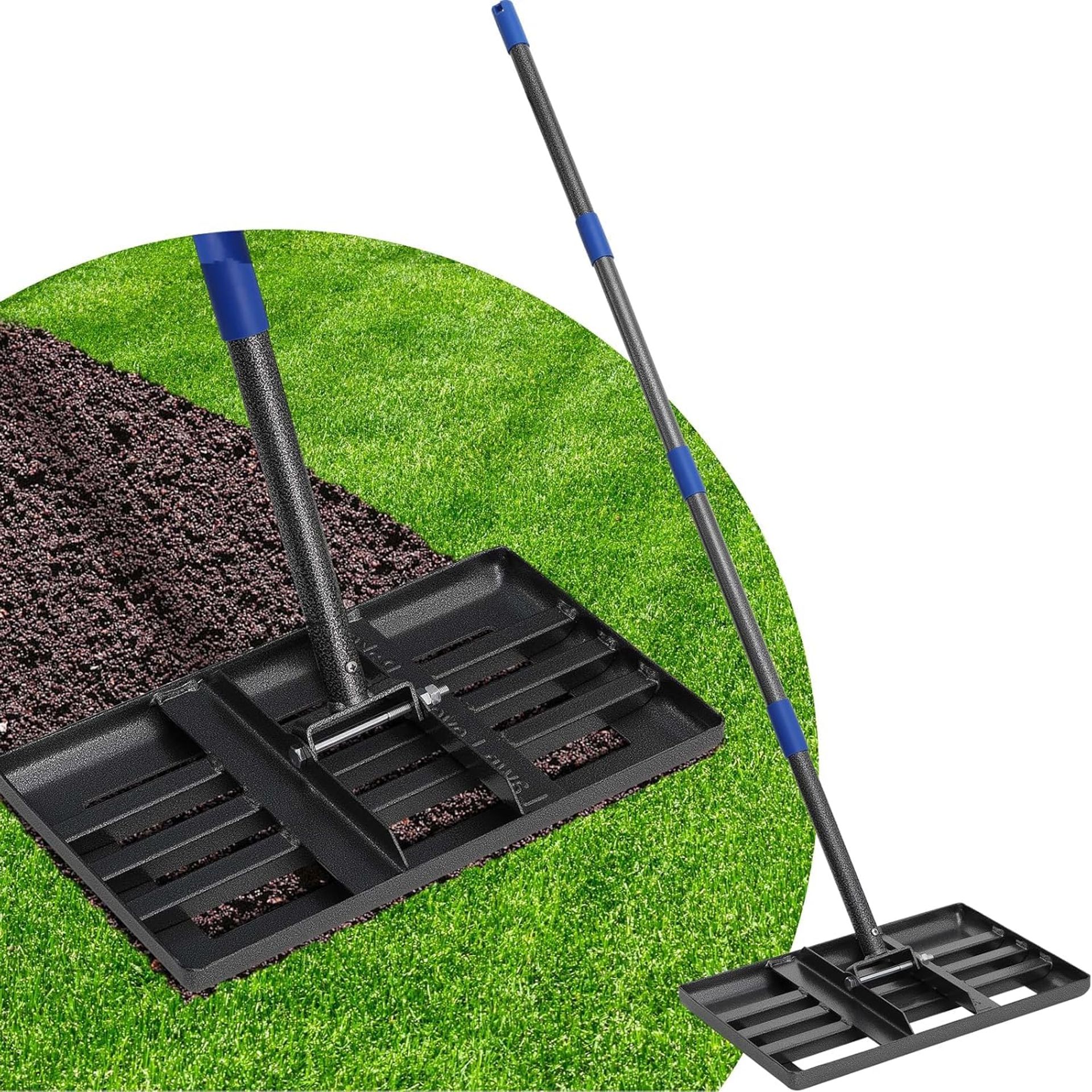Lawn Leveling Rake 5FT Adjustable Levelawn Tool Heavy Duty Curved Edge for Garden, Yard & Golf Course - Grey 43x25cm