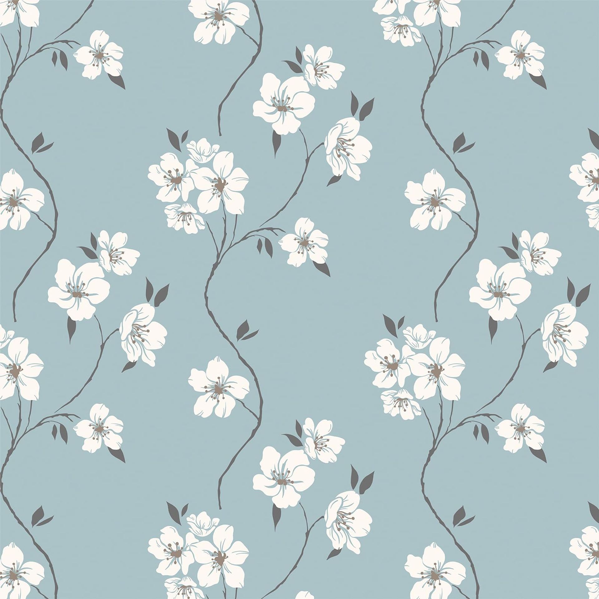 Self Adhesive Wallpaper Roll - Blue Floral Peel & Stick Waterproof Vinyl, 39x1000cm