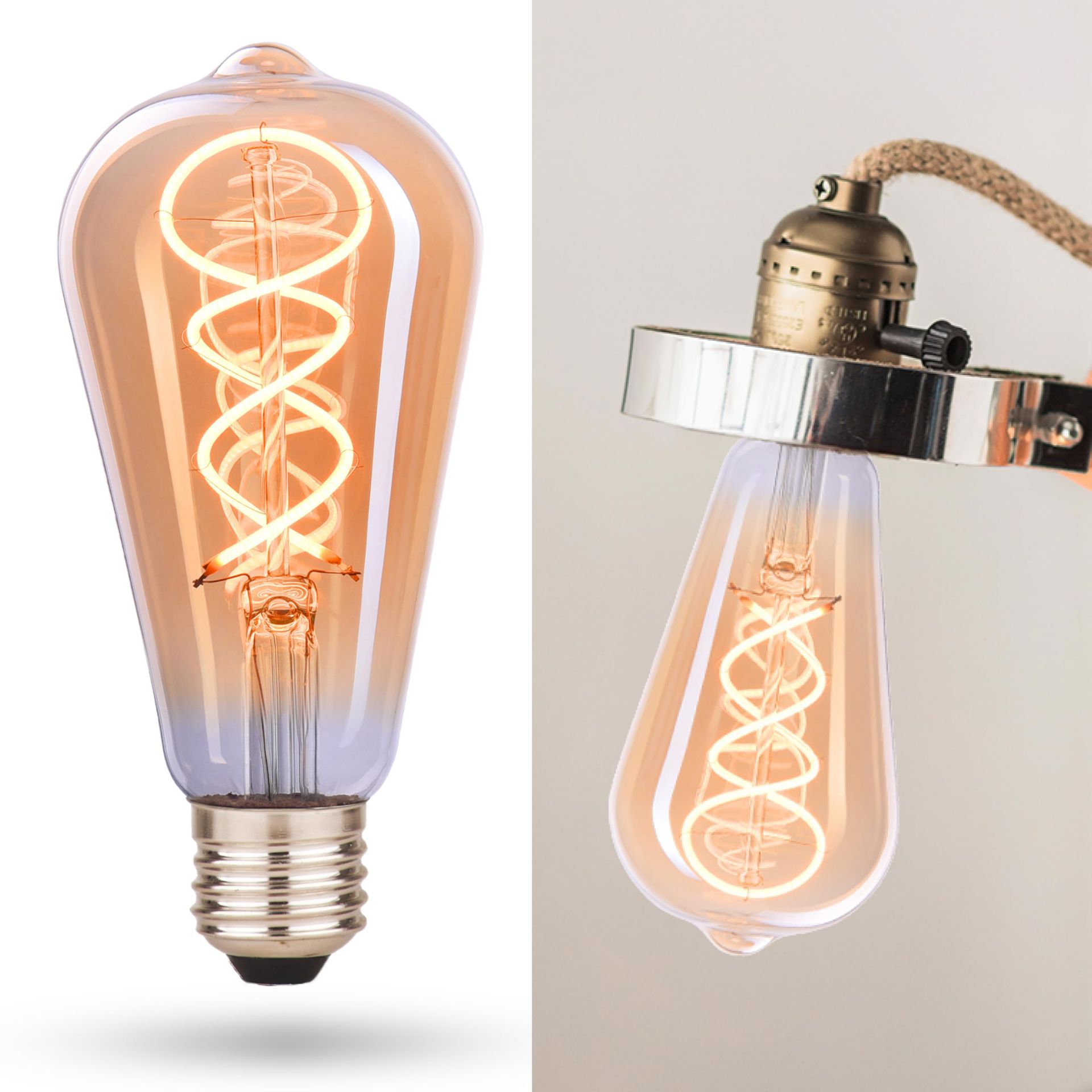 Vintage LED Decorative Light Bulbs 6 Pack E27 Edison Style Energy Efficient 38W Equivalent - Warm White EL0017
