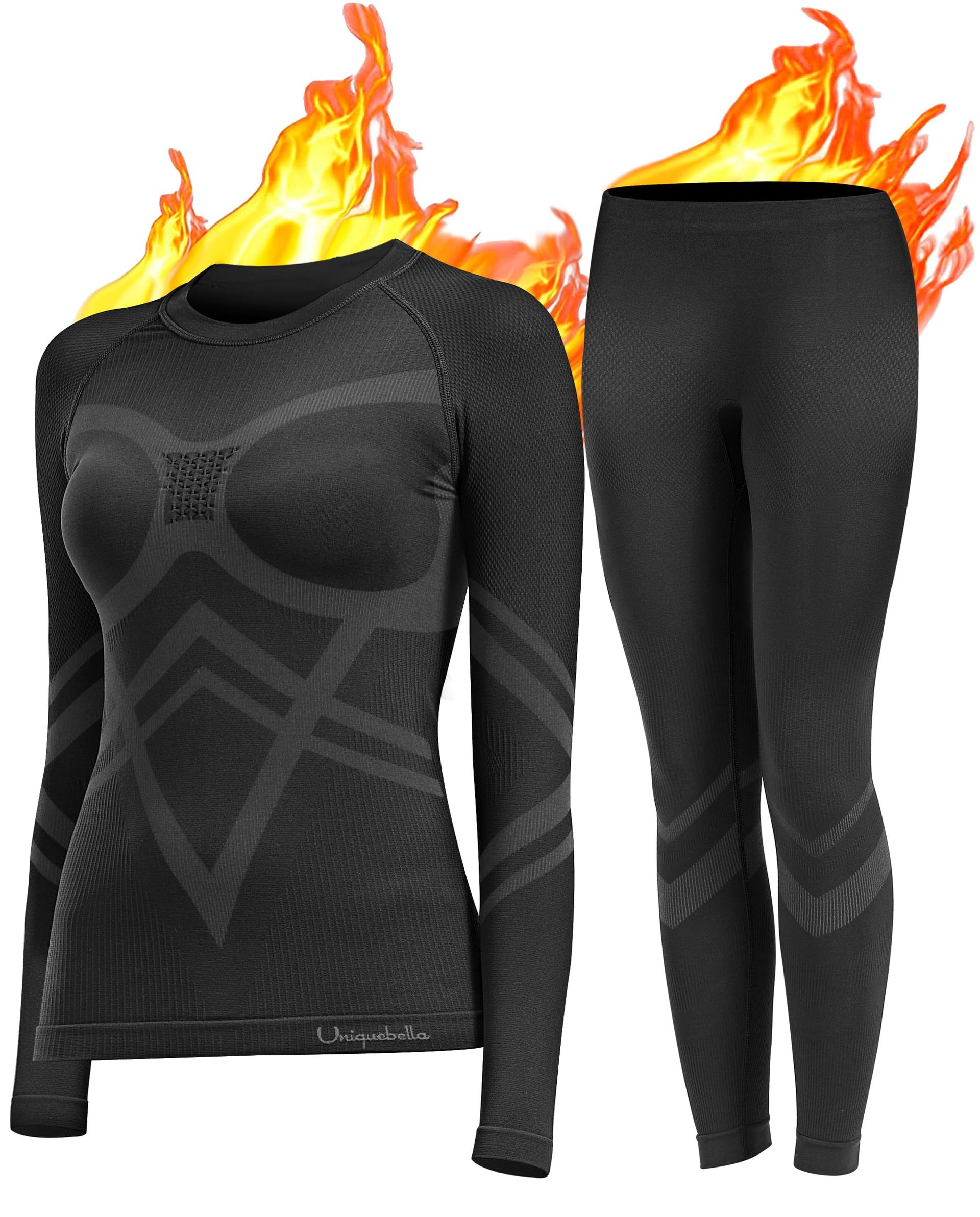 UNIQUEBELLA Women's Quick Dry Thermal Underwear Set for Winter Sports & Yoga