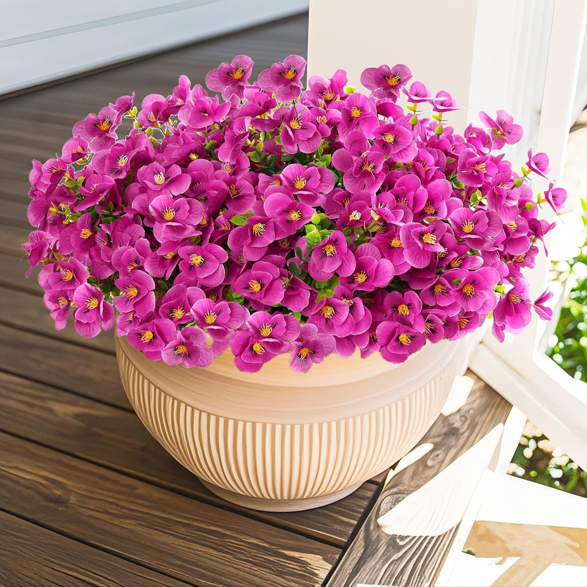 Artificial Flowers 10 Bundles UV Resistant Faux Silk Pansy Garden Décor - Purple One Size