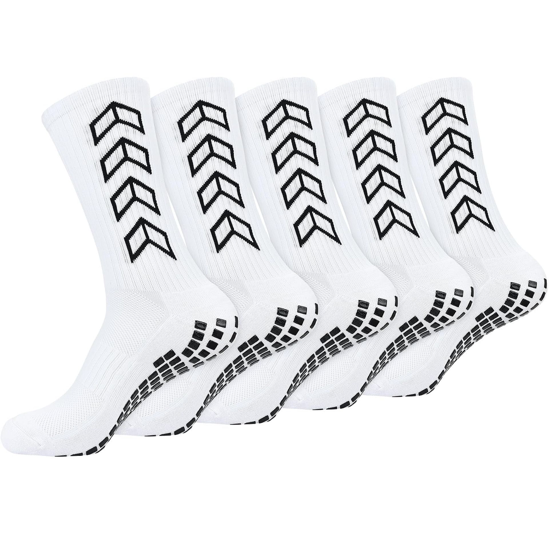 5 Pairs Men's Non-Slip Grip Sports Socks, Cushioned & Breathable for Football, Basketball, Yoga