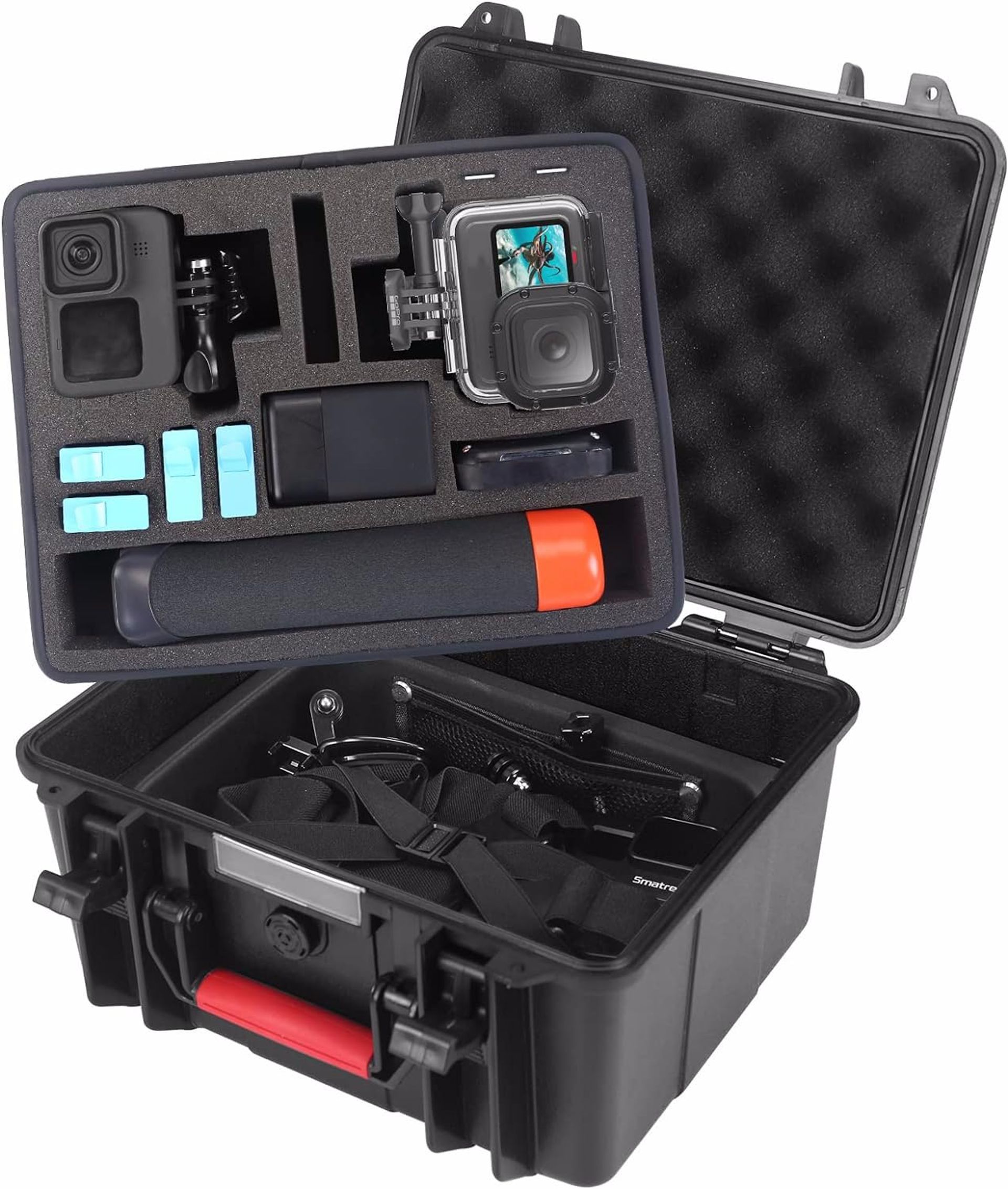 Waterproof Hard Carry Case for GoPro & DJI Osmo Action Cameras - Floaty, Durable ABS Shell, Protects Camera & Accessories