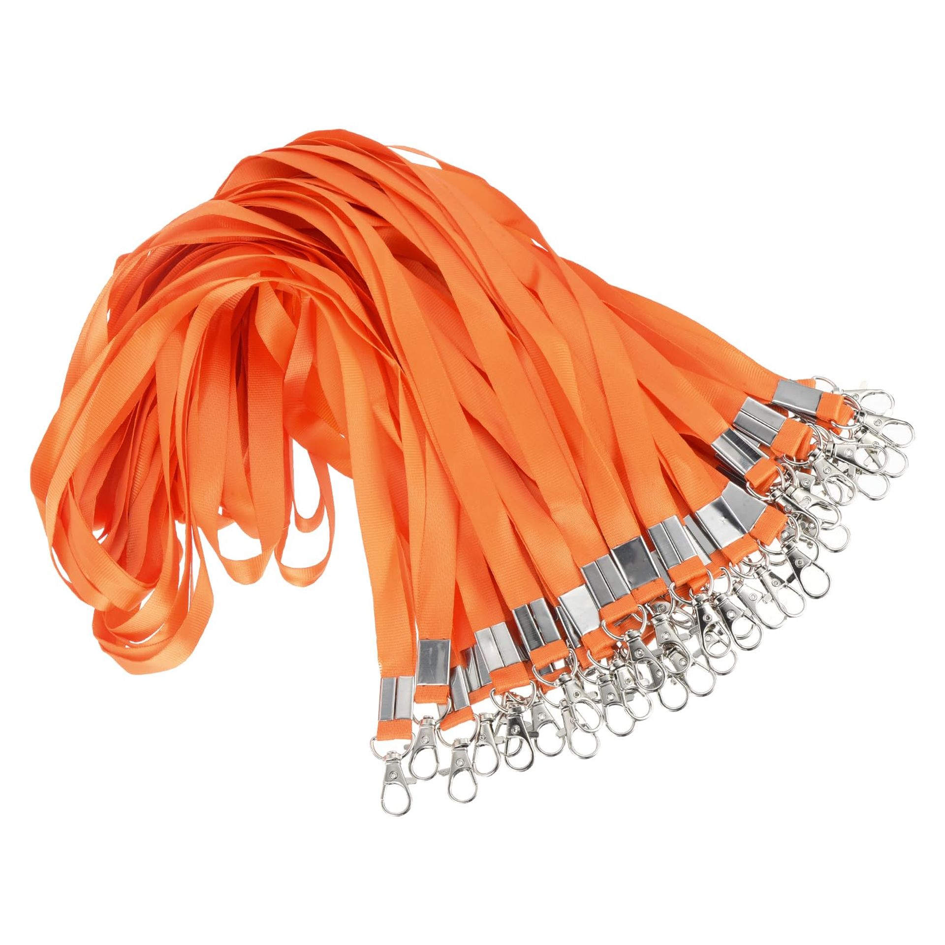 Bulk Polyester Neck Lanyards with Metal Clip for ID Badges, Keys, Phone, Wallet - Orange 48cm