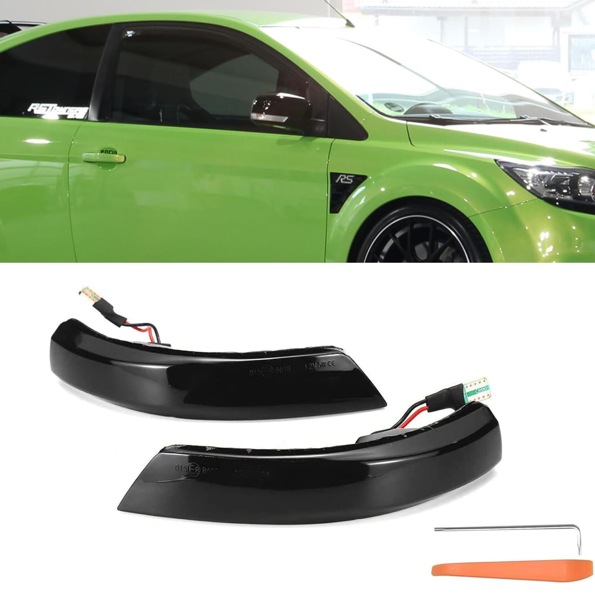 Dynamic LED Side Wing Mirror Indicator Turn Signal Light Pair for Ford Focus MK2 MK3 Mondeo Kuga 2008–2018 - Black Yellow