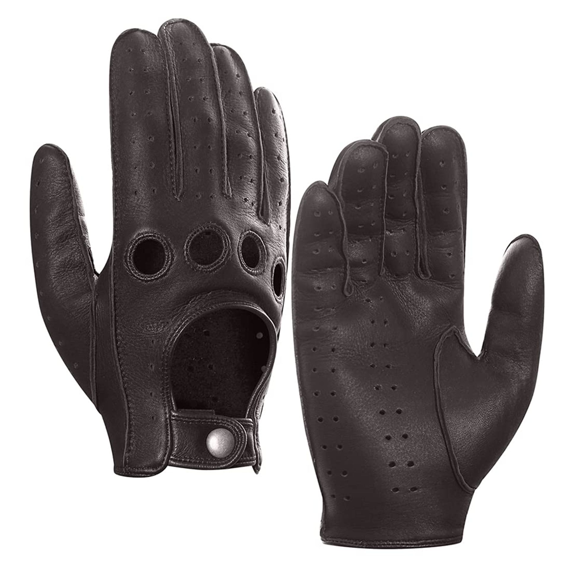 Men's Leather Driving Gloves Deerskin Unlined Soft Grip Comfort Fit - Brown L