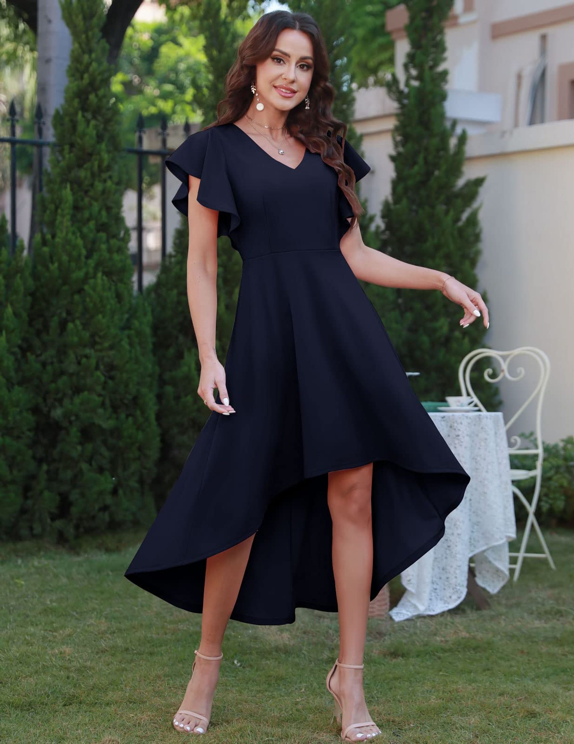 open lace back dress Amazon.com: DRESSTELLS Cocktail Wedding Guest Dresses for Women, Formal  Modest Party Graduation Evening Gowns,V Neck Fit and Flare Baby Shower  Funeral Prom Dress Black S : Clothing, Shoes & Jewelry