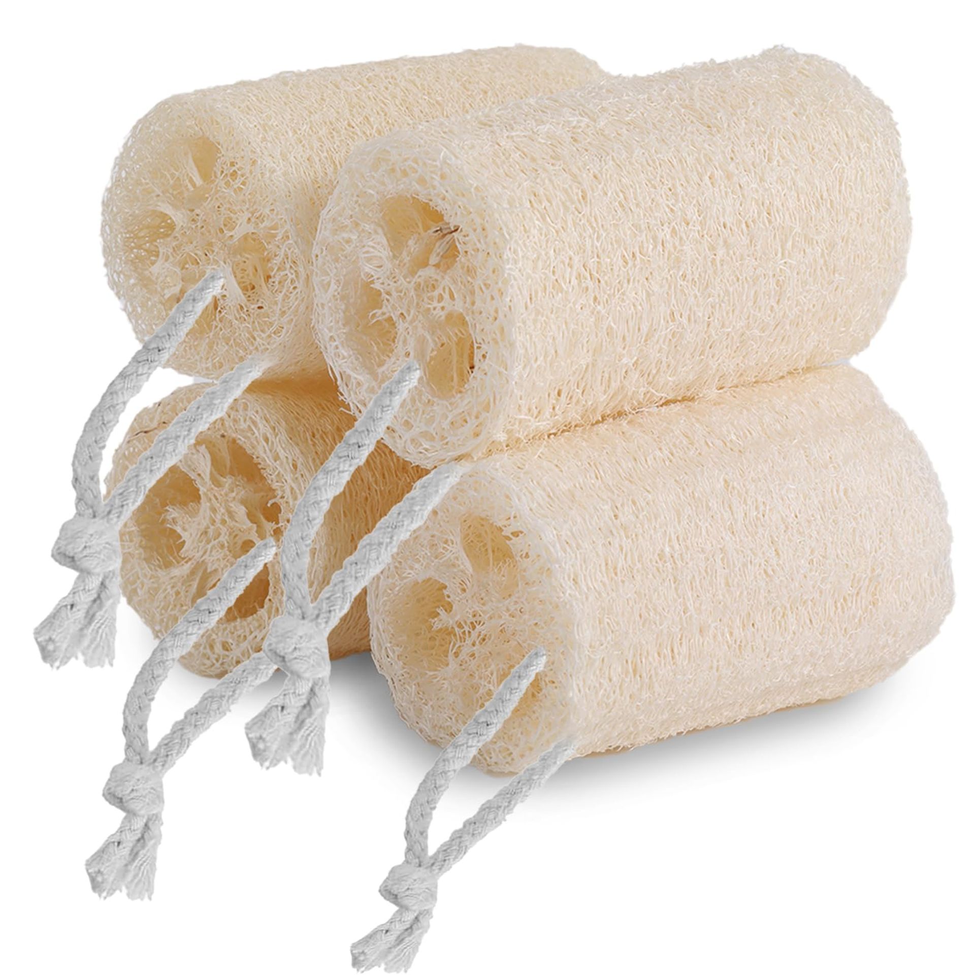VacFreKep 4 Pack Organic Loofah Sponge - Natural Bath & Kitchen Cleaning Essential