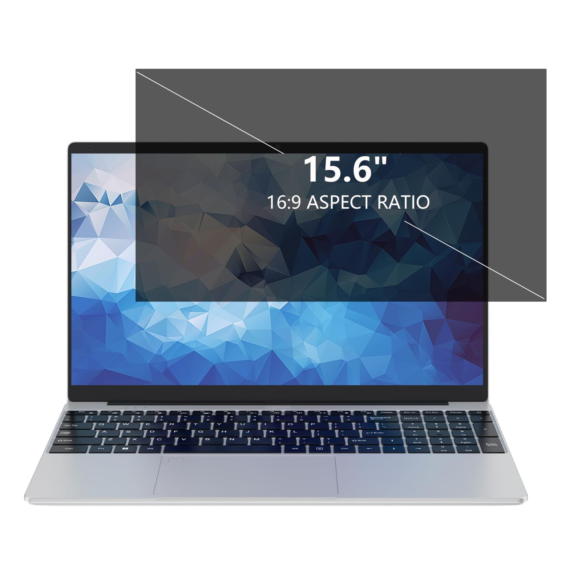Laptop Privacy Screen Filter Anti Blue Light Glare Removable Protector for 16:9 Widescreen Display - Black 15.6 inch