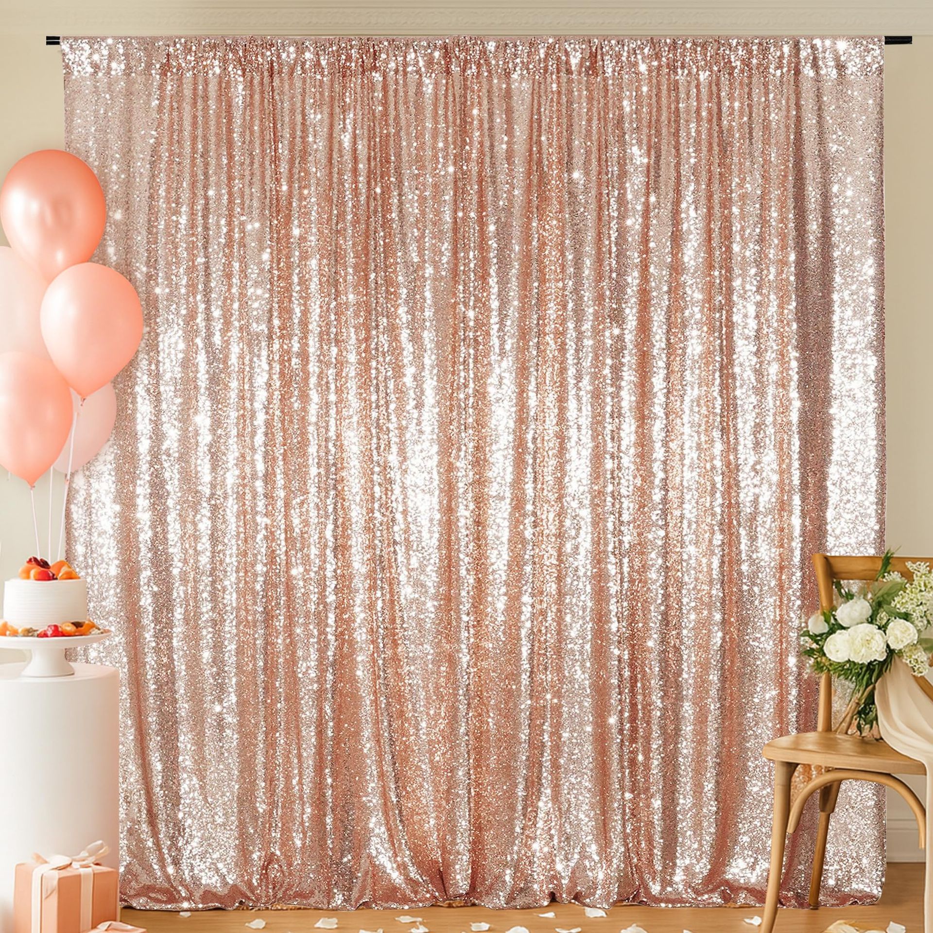 Sequin Photography Backdrop Sparkly Party Wedding Decoration Photo Background - Rose Gold 5ft x 6ft