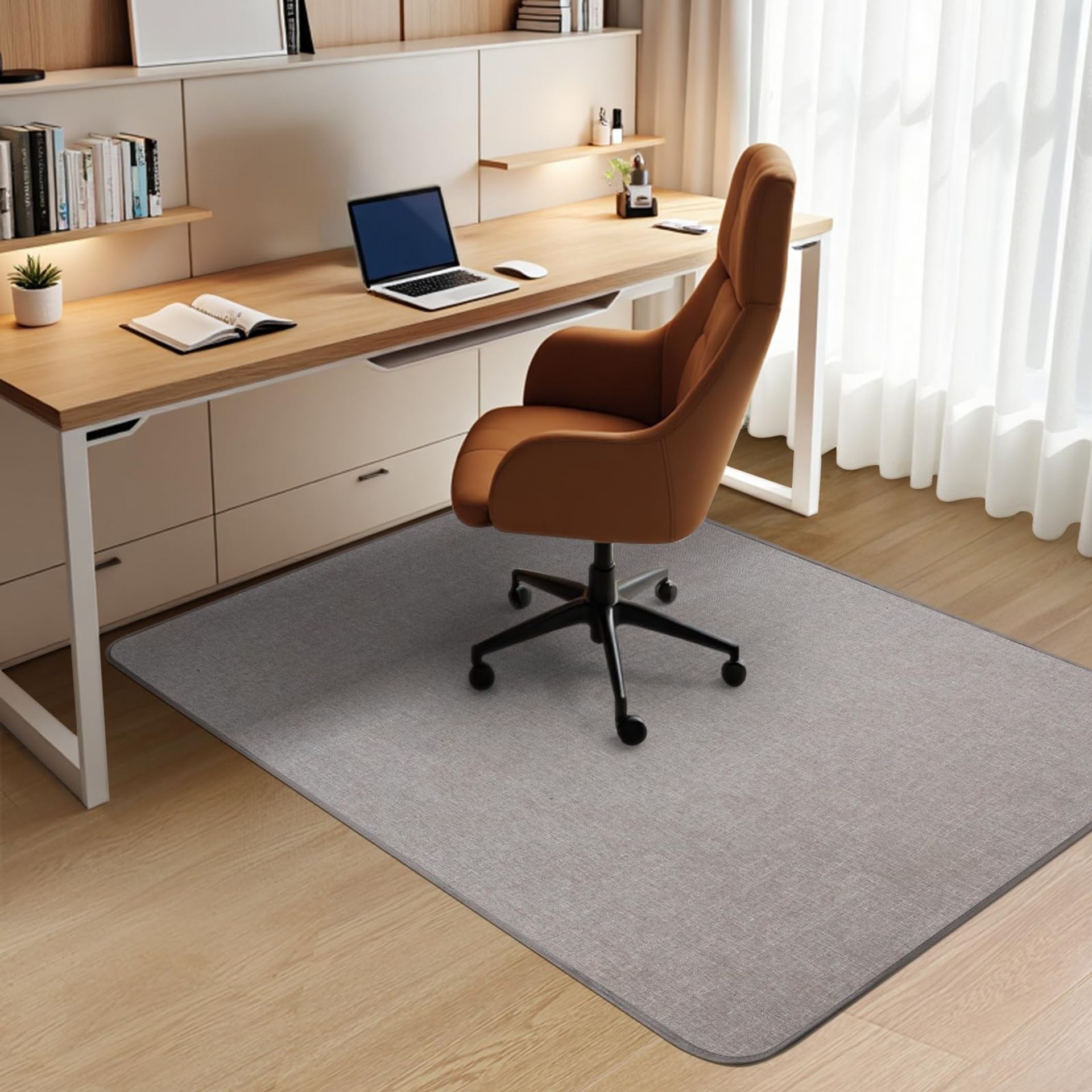 Heavy Duty Office Chair Mat for Hardwood Floor Anti-Slip Tri-Fold Design - Light Grey 36" x 48"