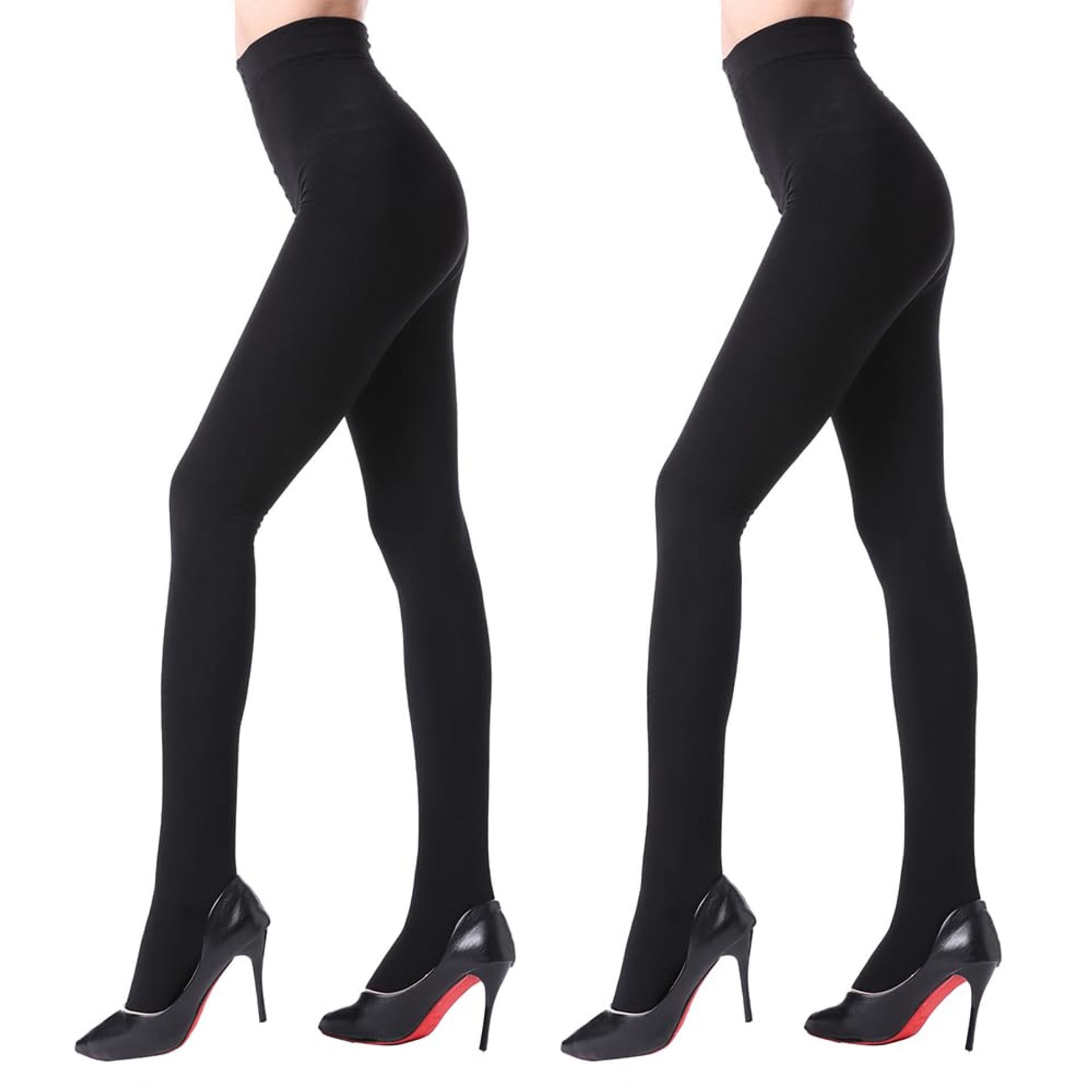 Women's Opaque Slimming Tights High Waist Tummy Control Pantyhose 3 Pairs - Black M - Valentines