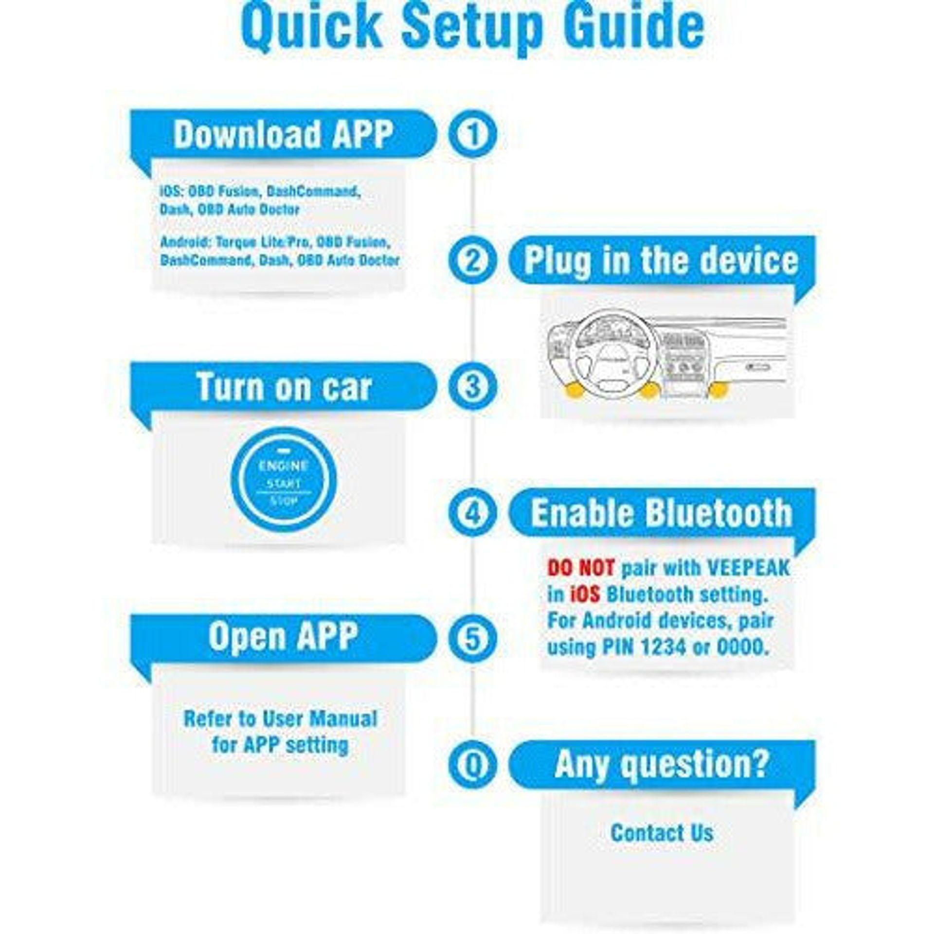 Veepeak OBDCheck BLE Bluetooth OBD2 Scanner – Works With IOS & Android, Read & Clear Car Codes 6 thumbnail image