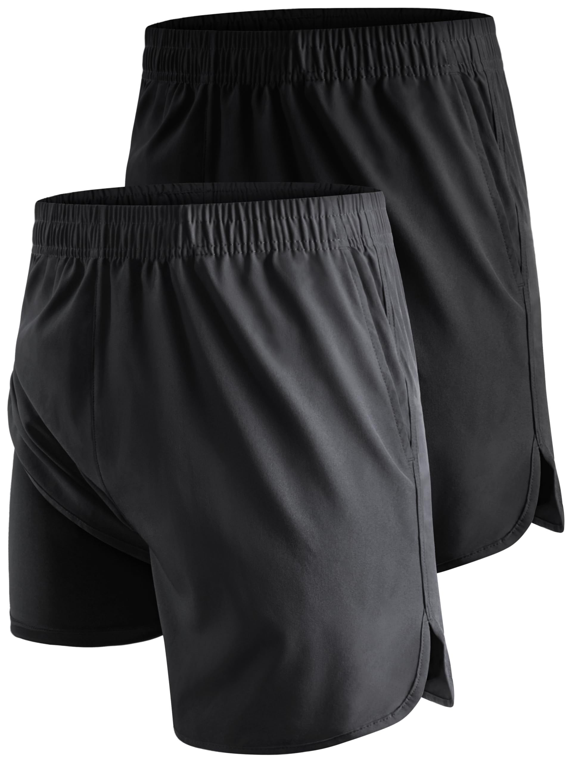 Men's 2-in-1 Running Shorts Gym Sports Lightweight Quick-Dry with Pockets 5 Inch Training Activewear - Multicolour3 XL