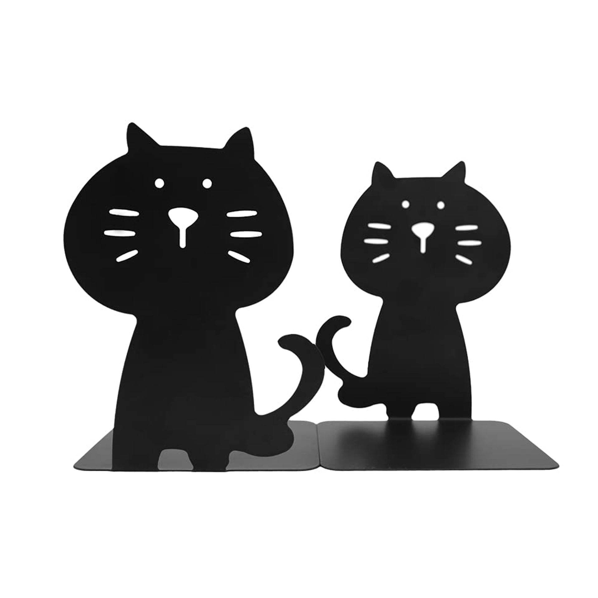Cute Cat Bookends - Sturdy Metal Book Organiser for Home, Office & School