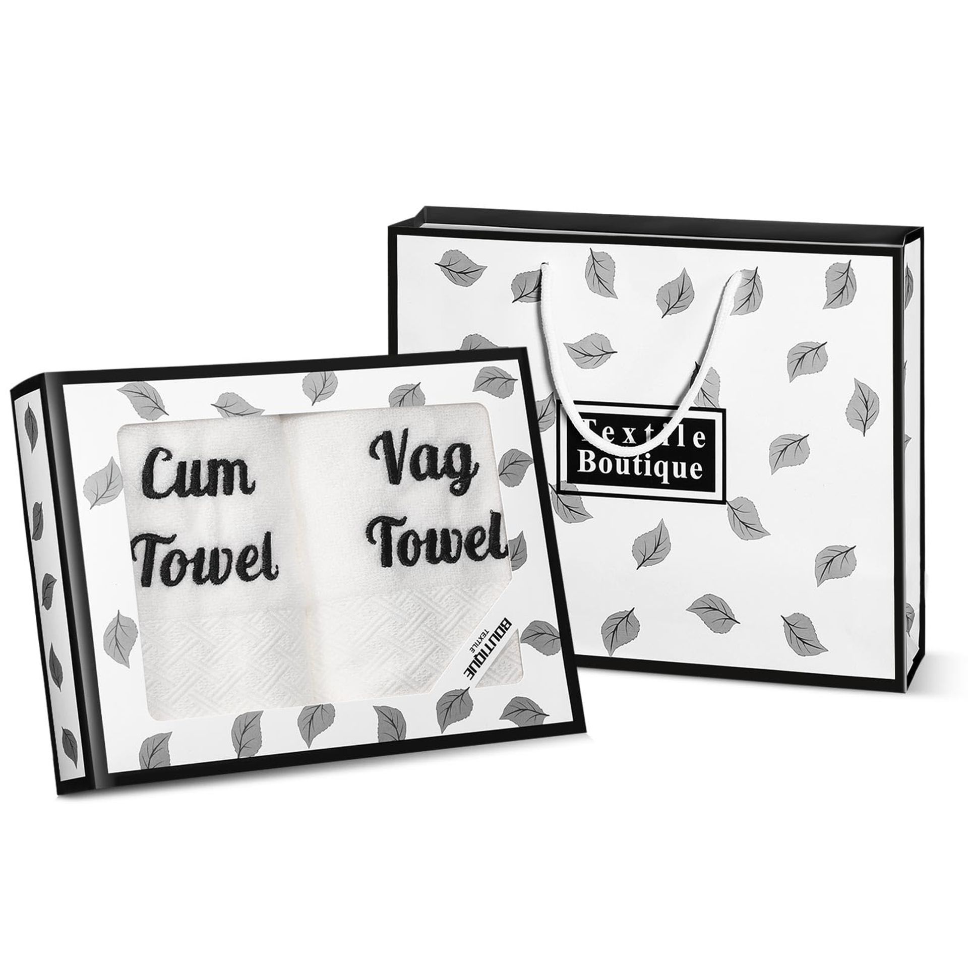 Nuenen 2 Pcs Naughty Cum Towel Rag Funny Gag Gifts Cute Humor Embroidered Towel for Husband Him Men Boyfriend Couples Adults Christmas Valentine Anniversary Wedding Birthday Presents
