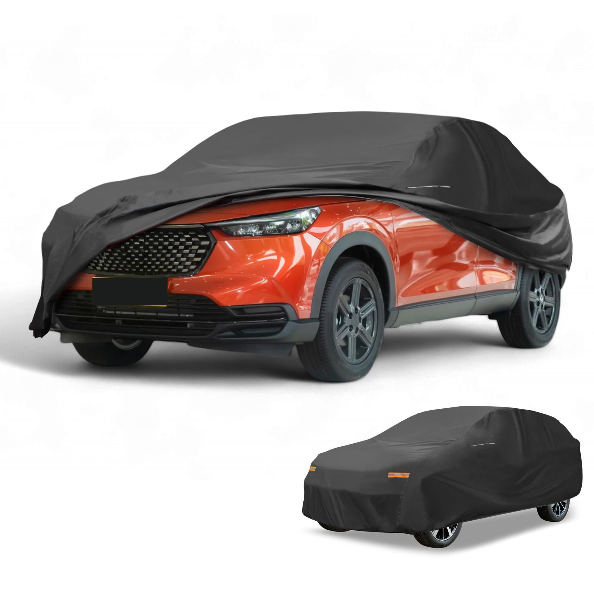Waterproof All-Weather Universal SUV Car Cover with Zipper & Mirror Pocket 210D-PU Material - Black For SUV Up To 181"