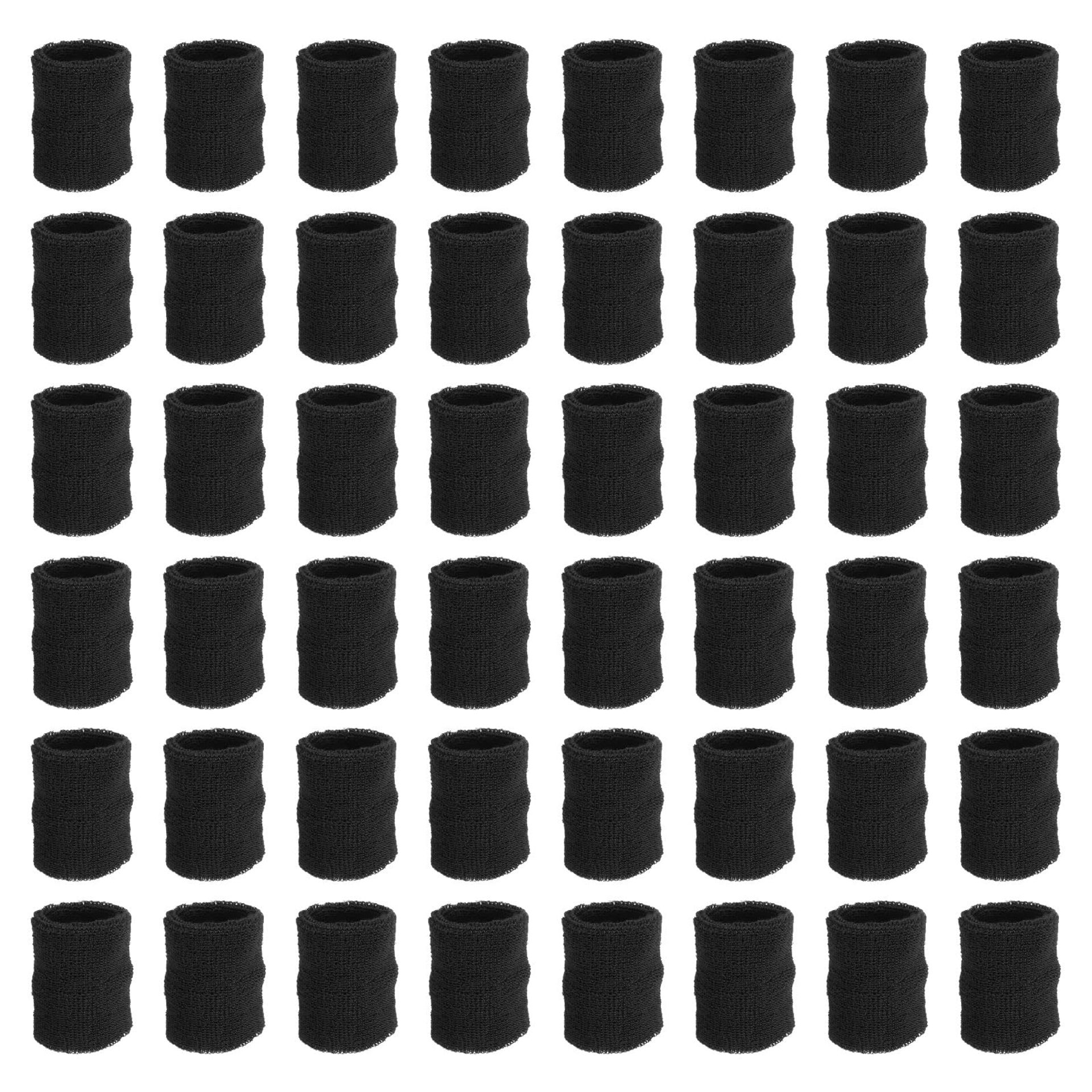 Sports Wristbands 48 Pack Absorbent Cotton Terry Cloth for Tennis, Basketball, Running & Gym - Black 8x8cm