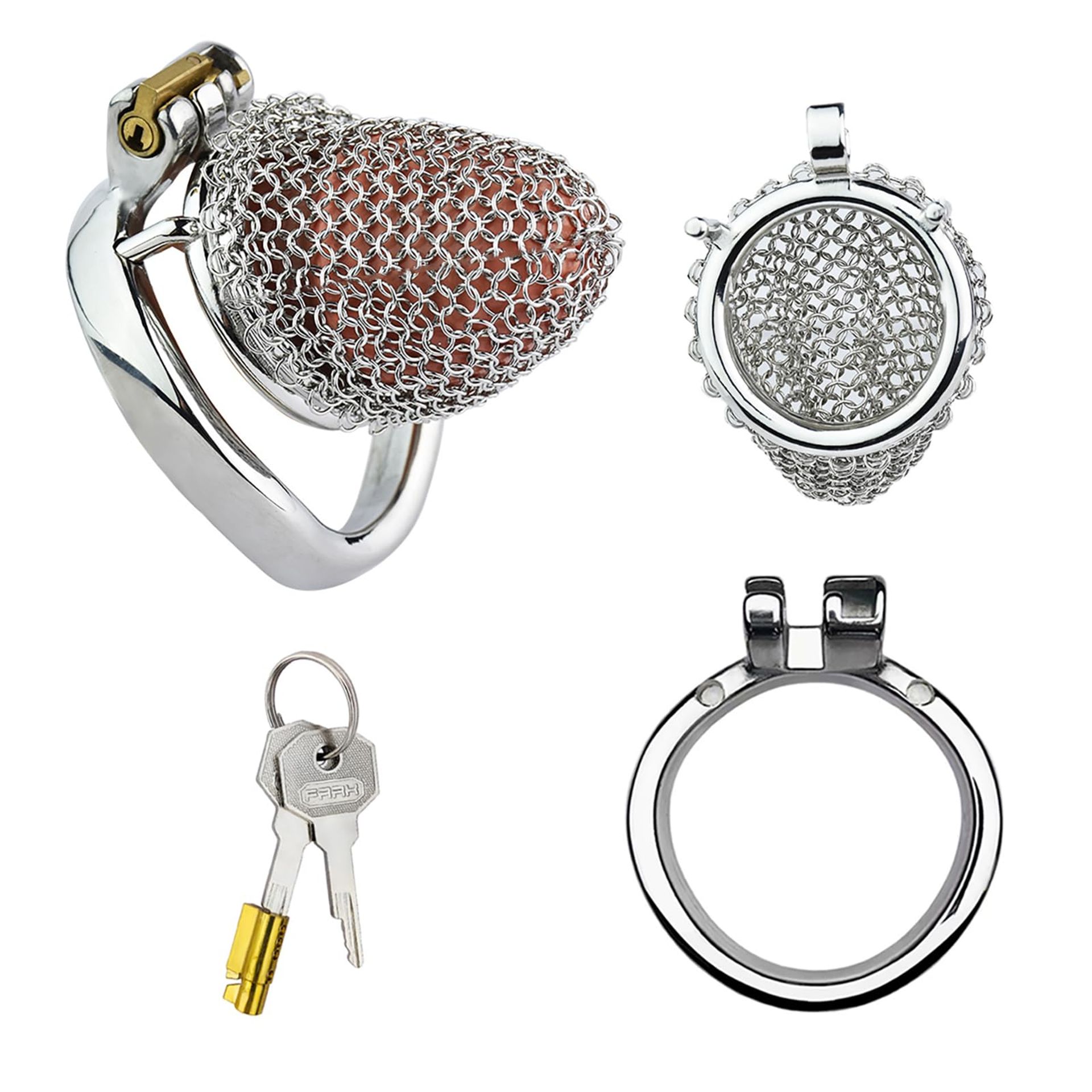 Metal Male Chastity Cage Stainless Steel Secure Cock Cage for BDSM Play - Silver 40MM 198#