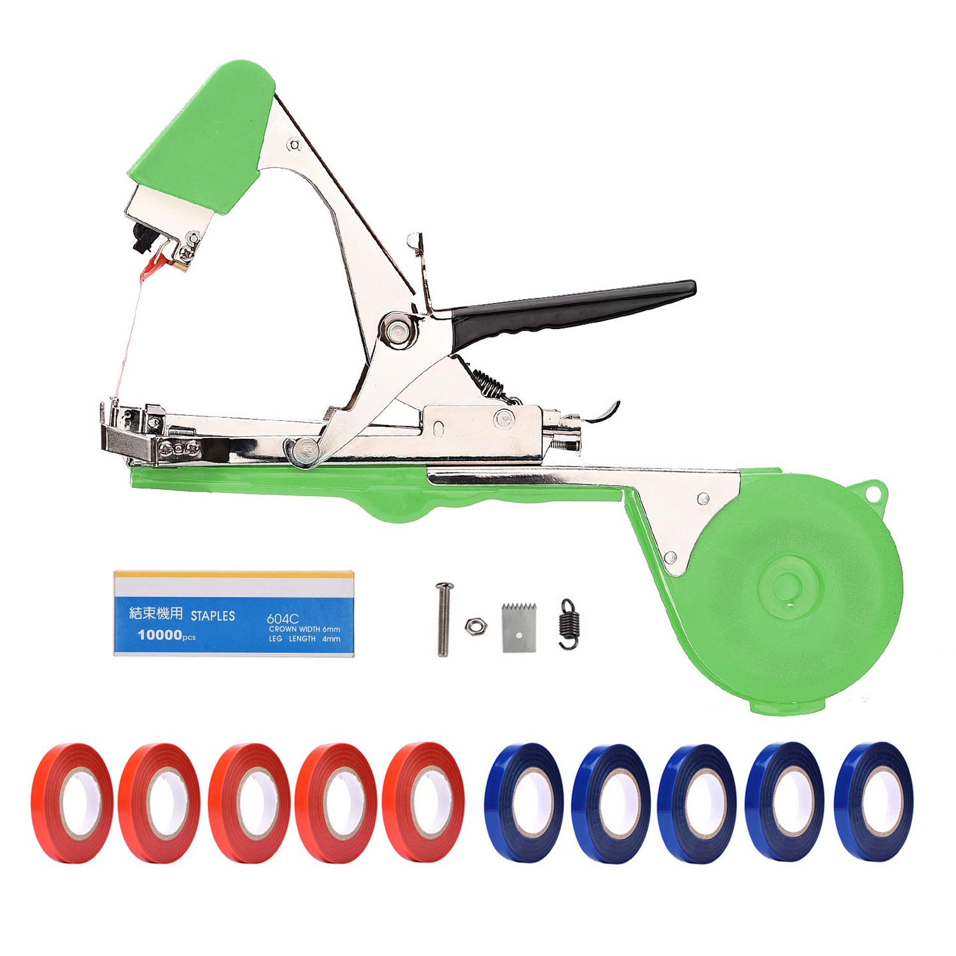 Vineyard Plant Tying Tool with 10 Tape Rolls & Staples for Garden & Farming