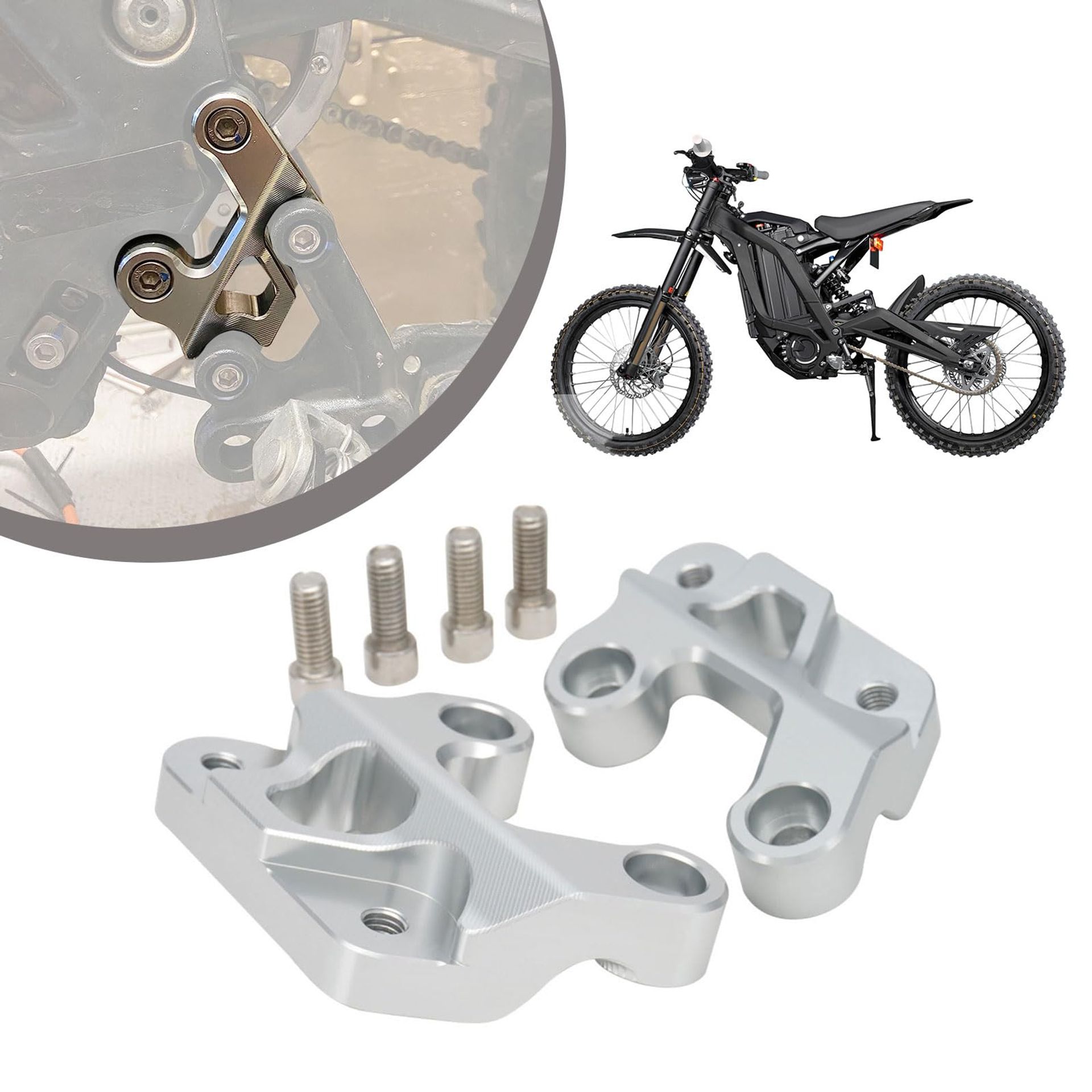 CNC Lower Height Pedal Extender Mount Bracket for Sur Ron Electric Dirt Bike with Foot Pegs Support - Silver