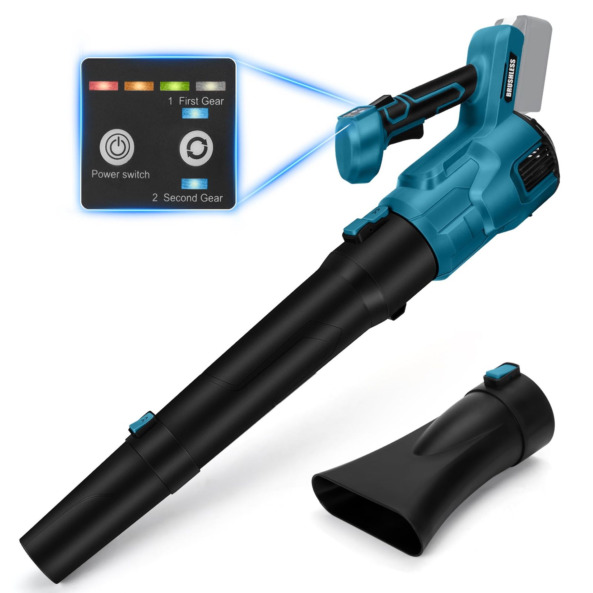 Cordless Brushless Leaf Blower for Makita 18V Batteries, 3-Speed Adjustable, 52m/s Powerful Airflow, Handheld for Garden & Lawn Care