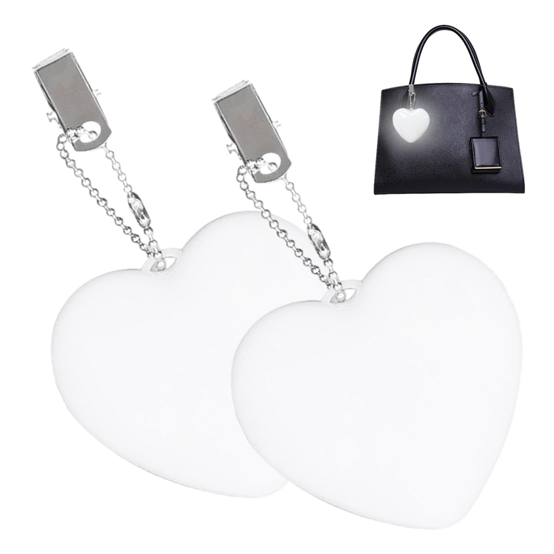 Purse Light Handbag Light, 2Pcs Heart Shape Bag LED Night Light with Automatic Sensor for Handbags Purse Accessories, Gifts for Women, Girls, Friends