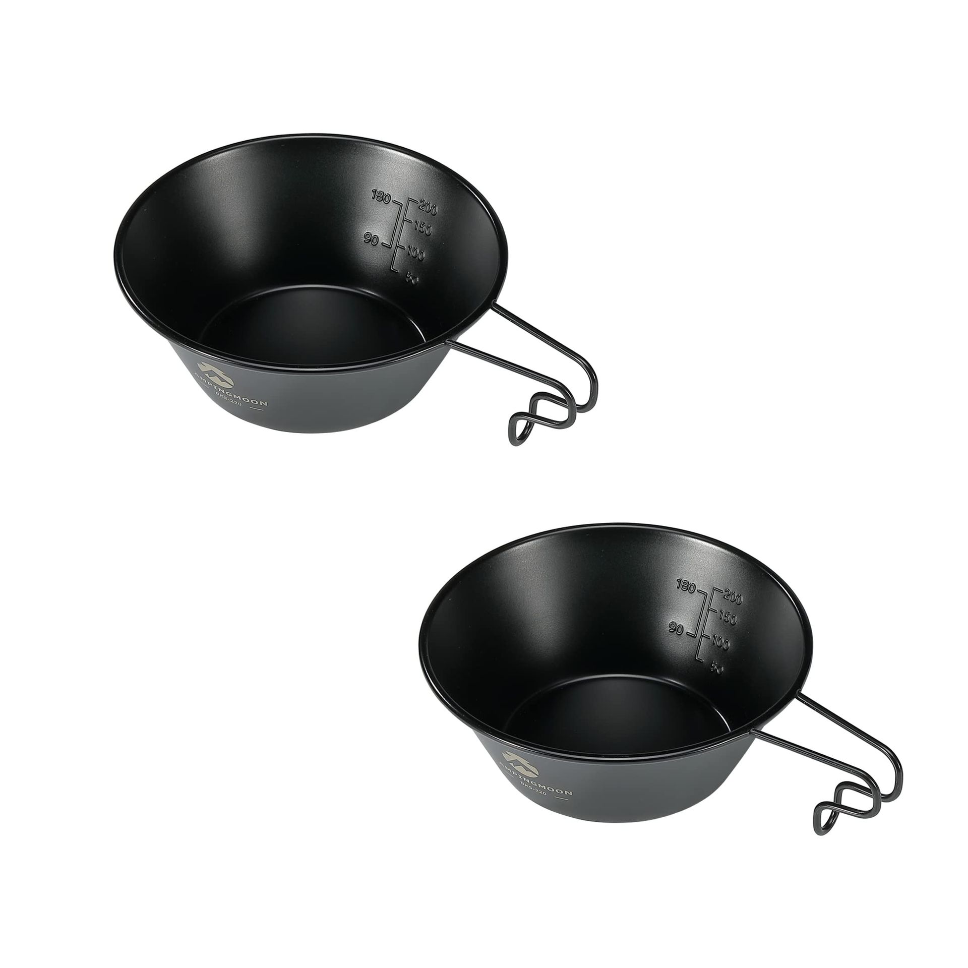 Stainless Steel Camping Sierra Cups Set of 2 Durable Outdoor Cookware 310ml - Black M