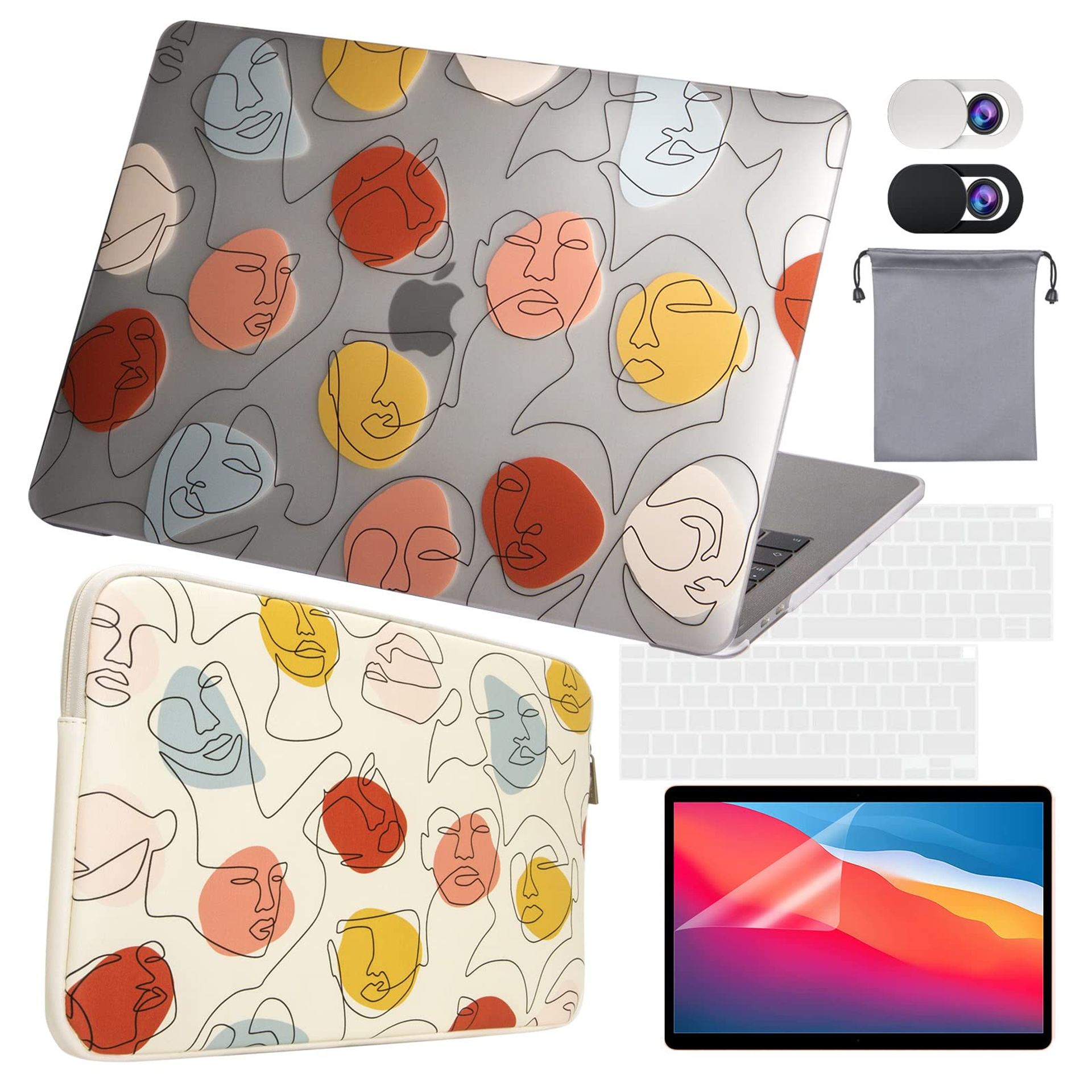 6-in-1 MacBook Air 13" Case Set with Sleeve & Hard Shell Cover - Beige