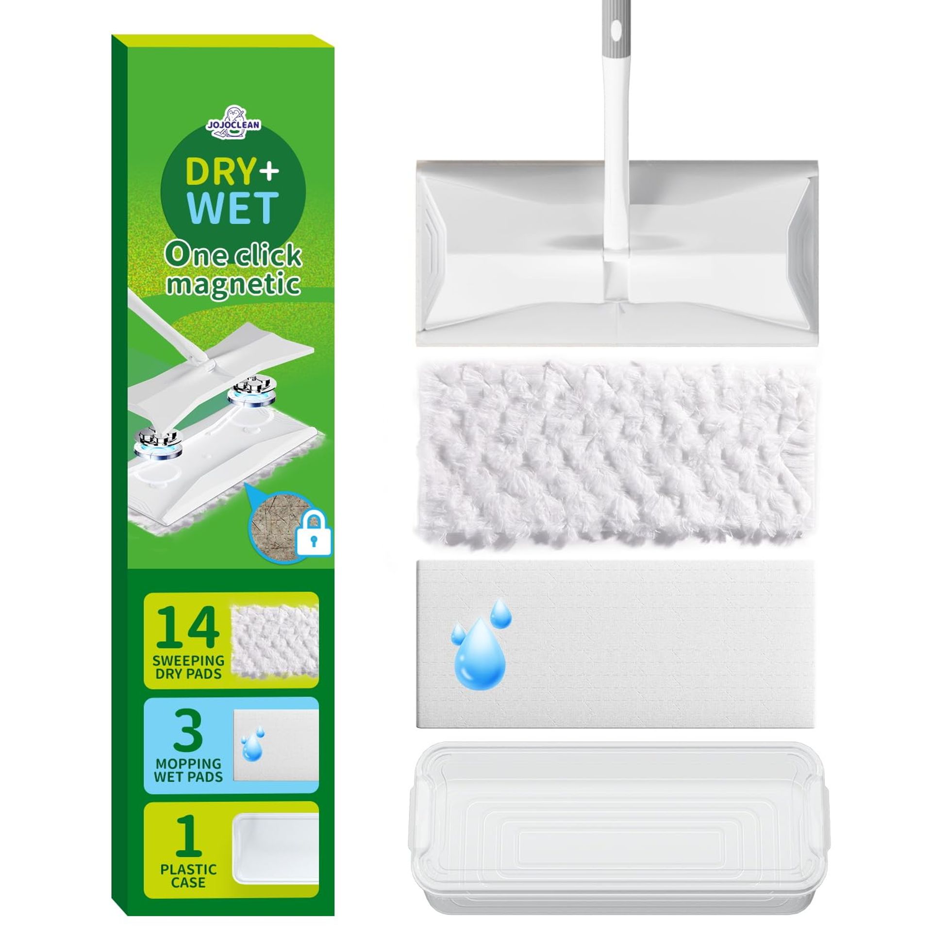 2-in-1 Dry and Wet Floor Mopping and Sweeping Kit Multi-Surface Cleaning Set Includes Sweeper and Cloth Pads - Silver 2-in-1 Mop