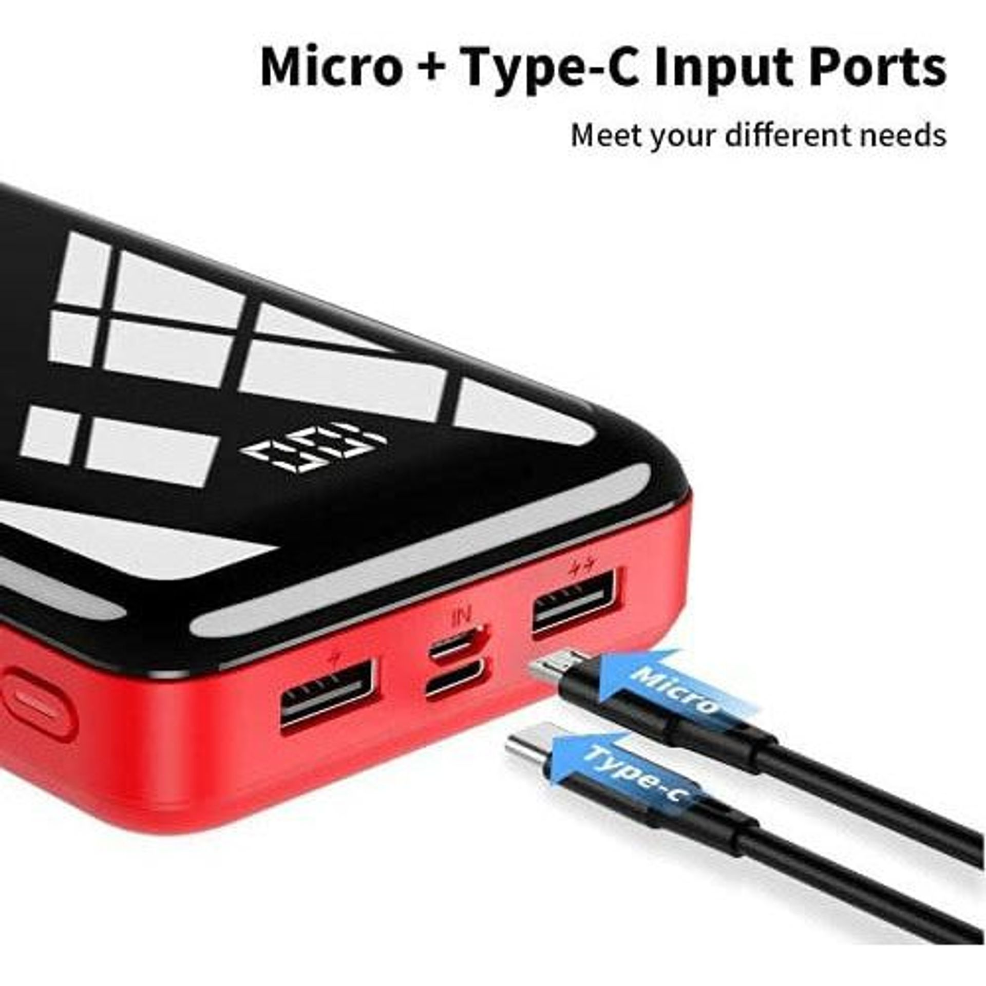 30000mAh Power Bank - 4 USB Port Portable Charger With LED Flashlight For Universal Phones
