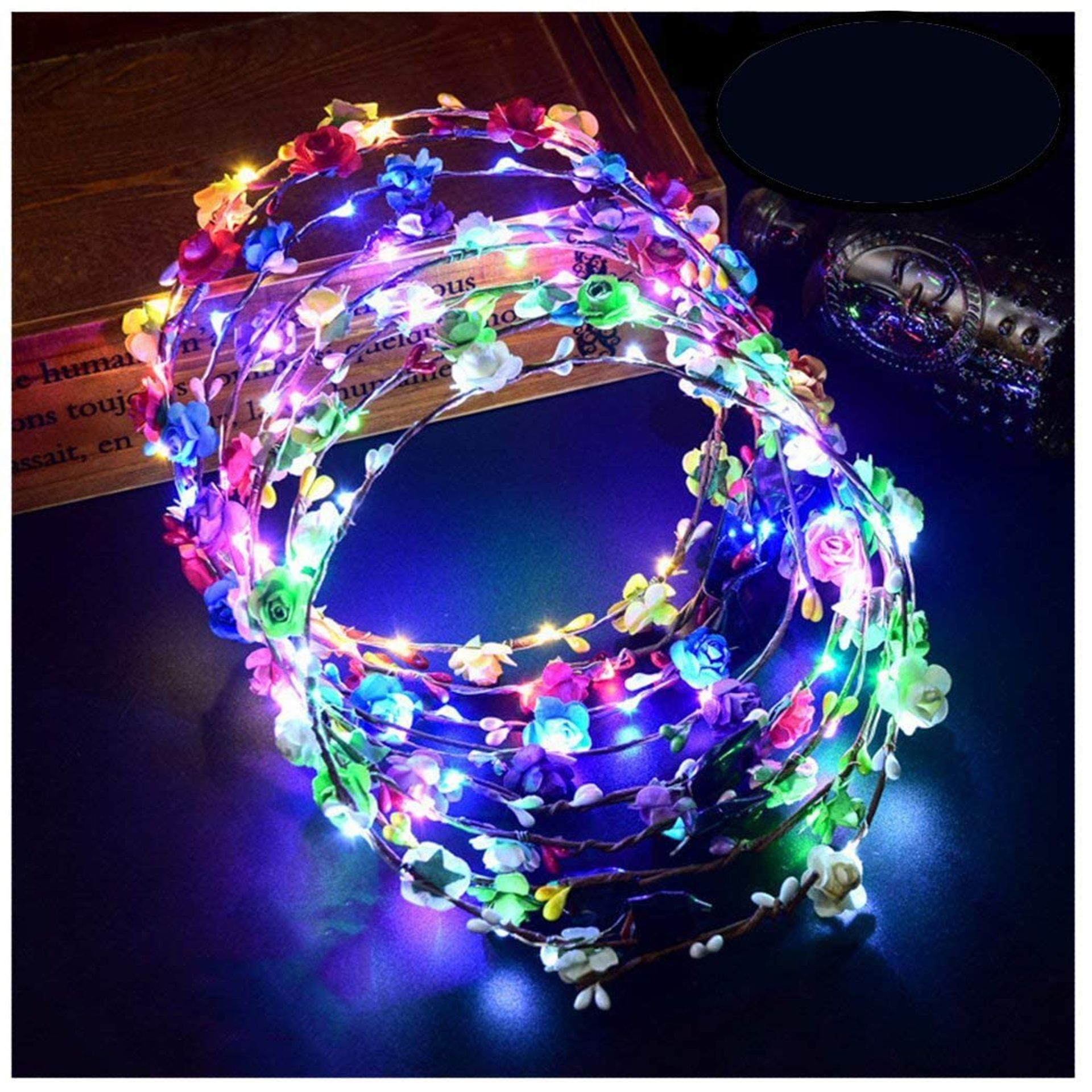FLORATY LED Flower Crown - 12Pcs Multicolour Light Up Headband for Parties & Weddings
