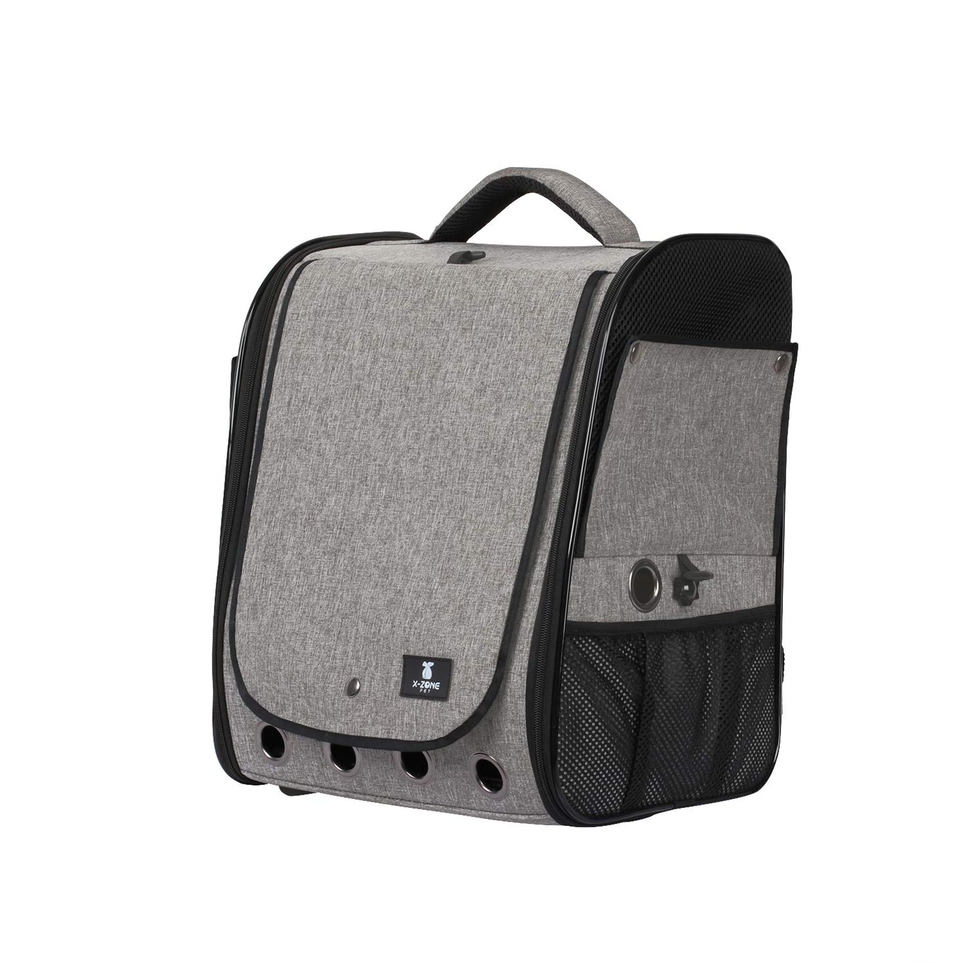 Portable Bird Travel Backpack Transparent Breathable Pet Carrier with Stainless Steel Bowl for Parrots and Small Birds - Grey 13.2''L x 11''W x 16.1''H