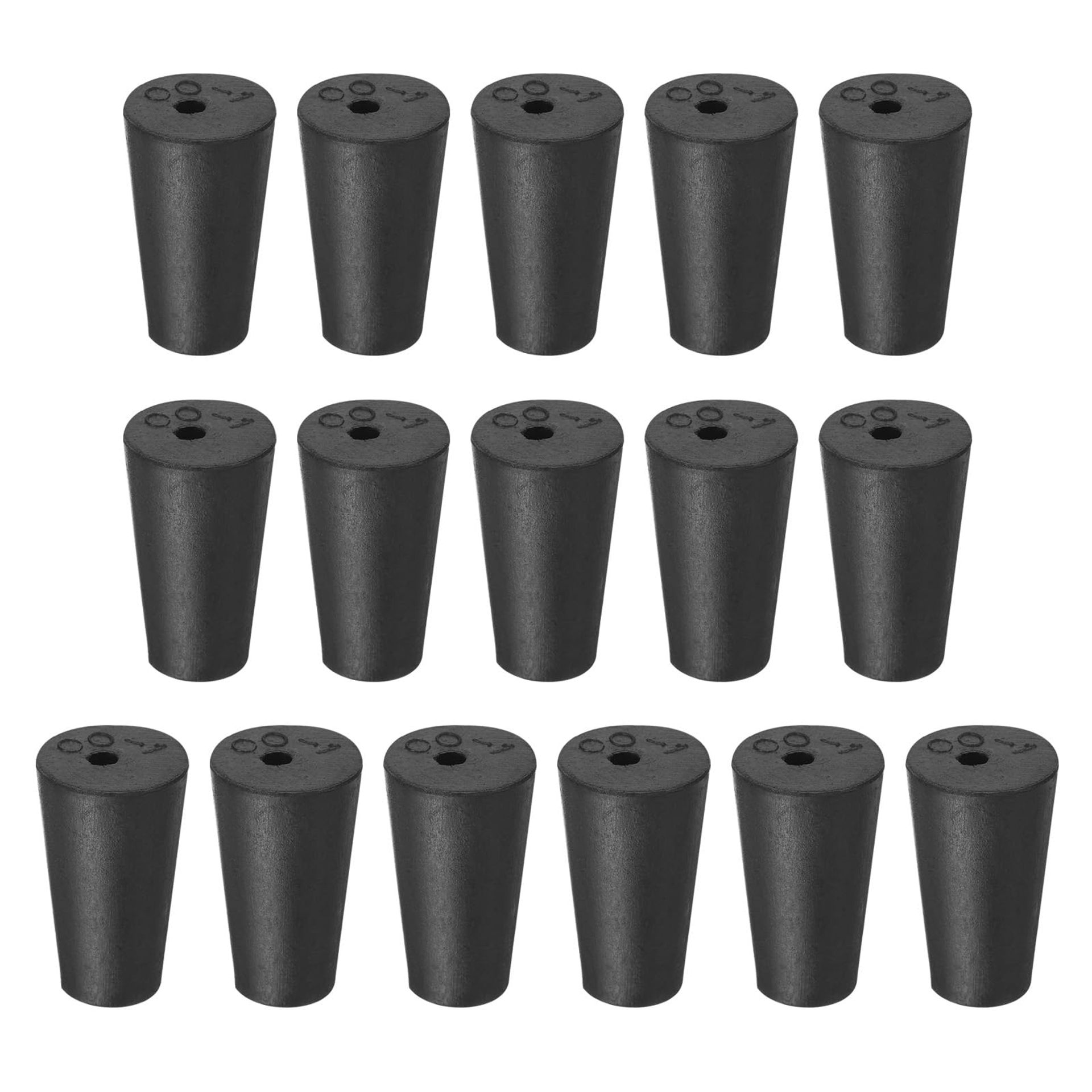 sourcing map Rubber Tapered Plug 30mm to 37mm Solid Test Tubes Bungs Stopper with Hole Black for Lab Home 16 Pieces
