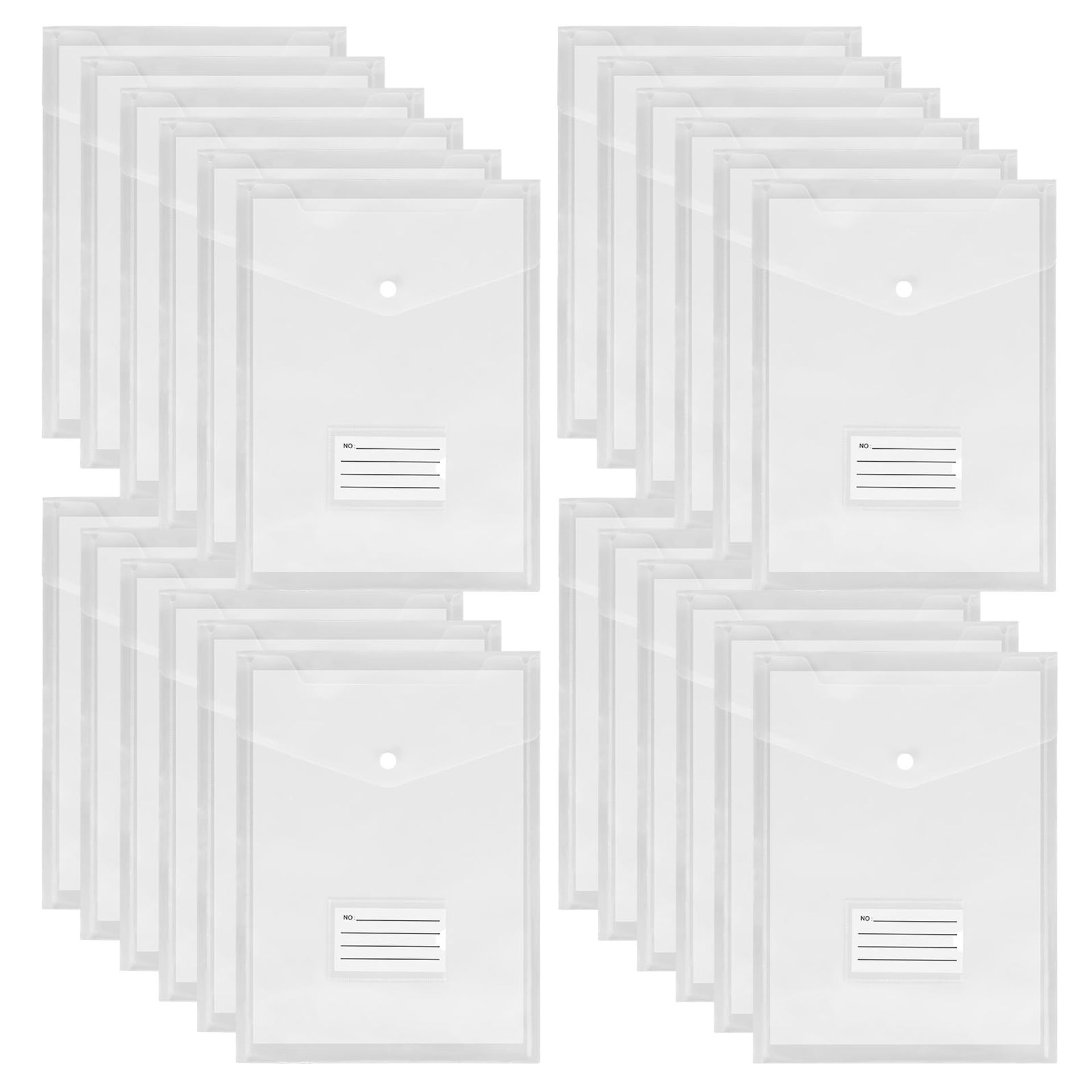 24pcs A4 Plastic Wallets - Durable, Waterproof Folders for School, Office & Travel Use