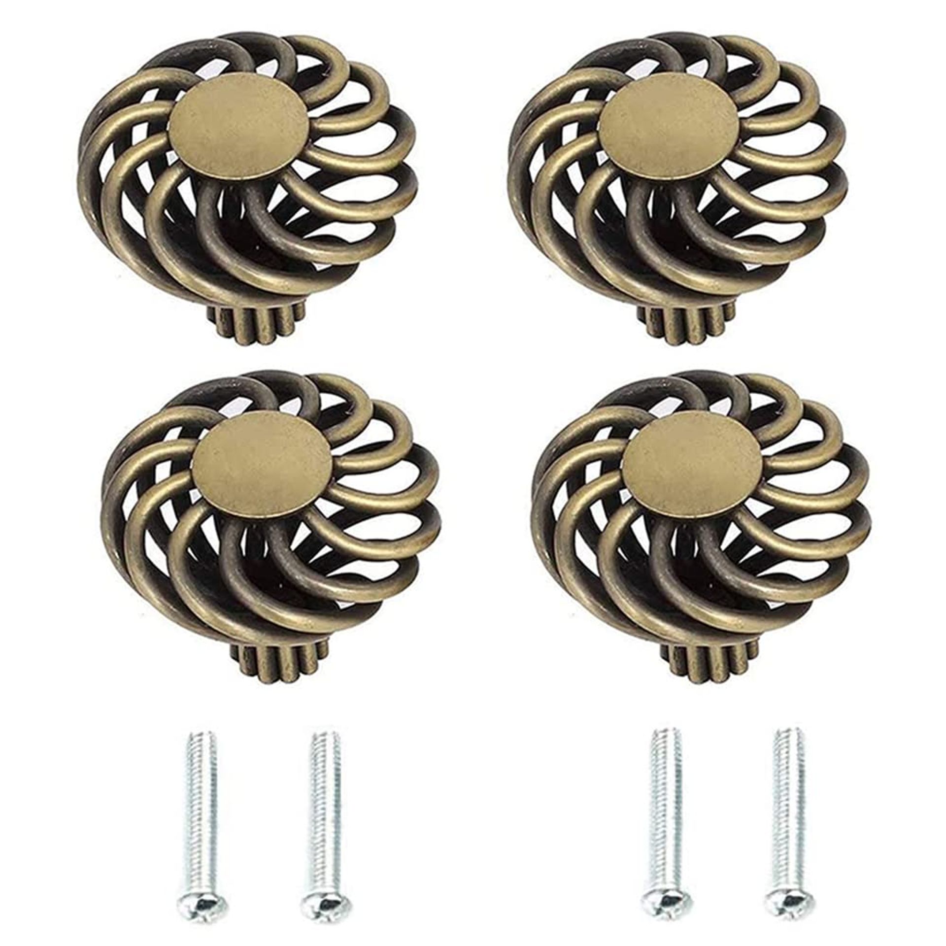 4-Piece Vintage Bronze Bird Cage Cabinet Knobs - Elegant Furniture Handles for Kitchen & Bathroom