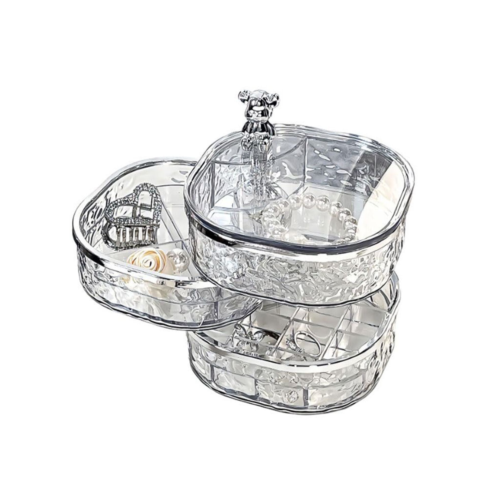 3-Layer Rotating Jewellery Storage Box for Girls - Clear Organiser for Rings, Earrings, Necklaces & Bracelets
