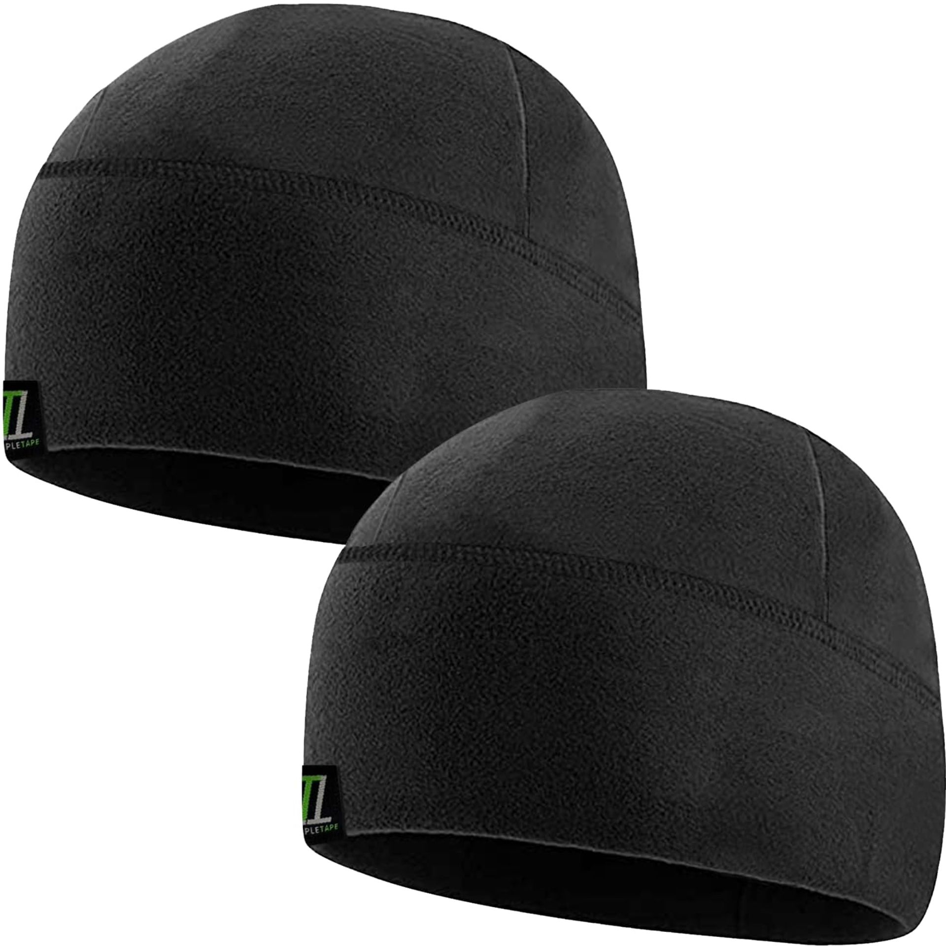 Thermal Fleece Watch Cap Beanie 2 Pack Lightweight Tactical Cold Weather Hat - Black XL