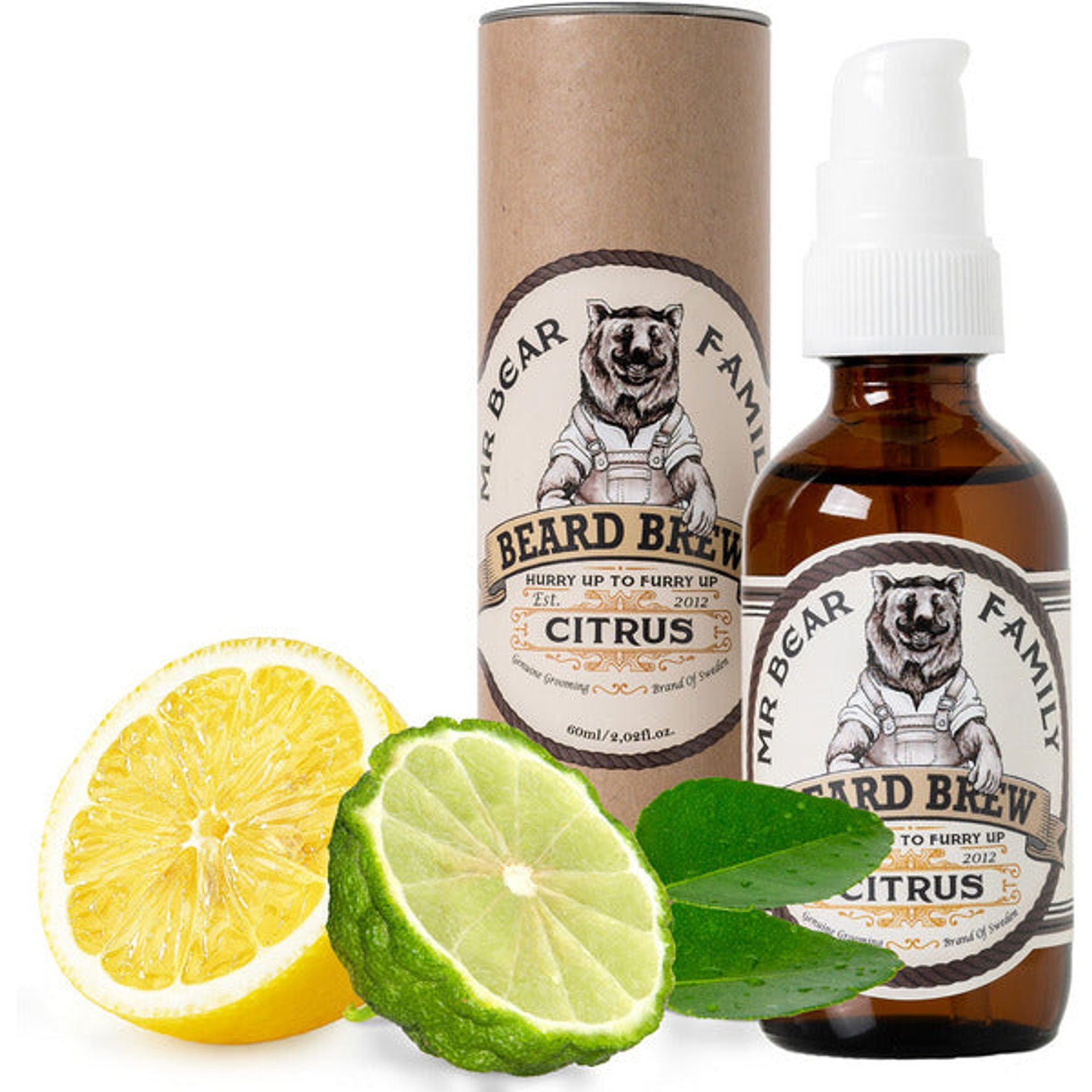 Natural Beard Oil for Men - Scented Beard Moisturiser Oil Contains Hydrating Jojoba + Argan Oils - Nourishing Mens Beards Softener for Healthier Hair Growth (Citrus, 60ml)