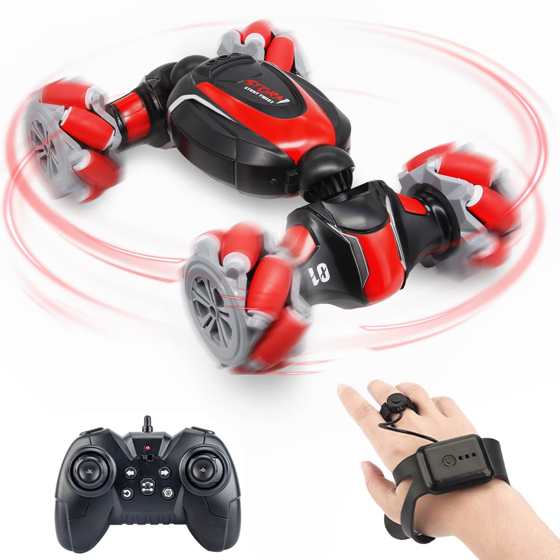 Remote Control Stunt Car with 360° Rotation, Gesture Induction & Dual Mode Driving – Red Upgrade