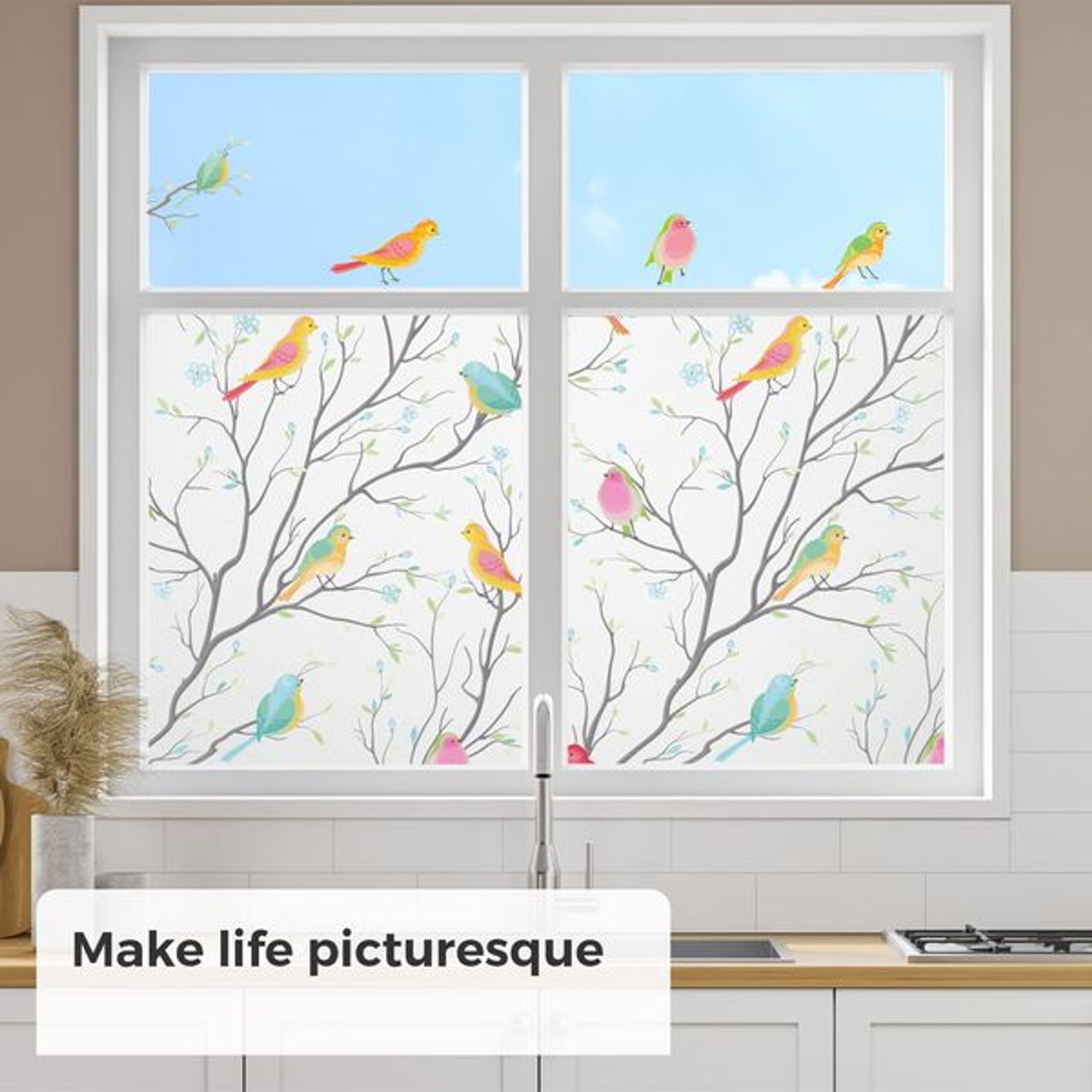 Custom Size Frosted Privacy Window Film Bamboo Leaves Green Glass Film Home Decor for Bedroom Bathroom Self-static Adhering No Glue - UK