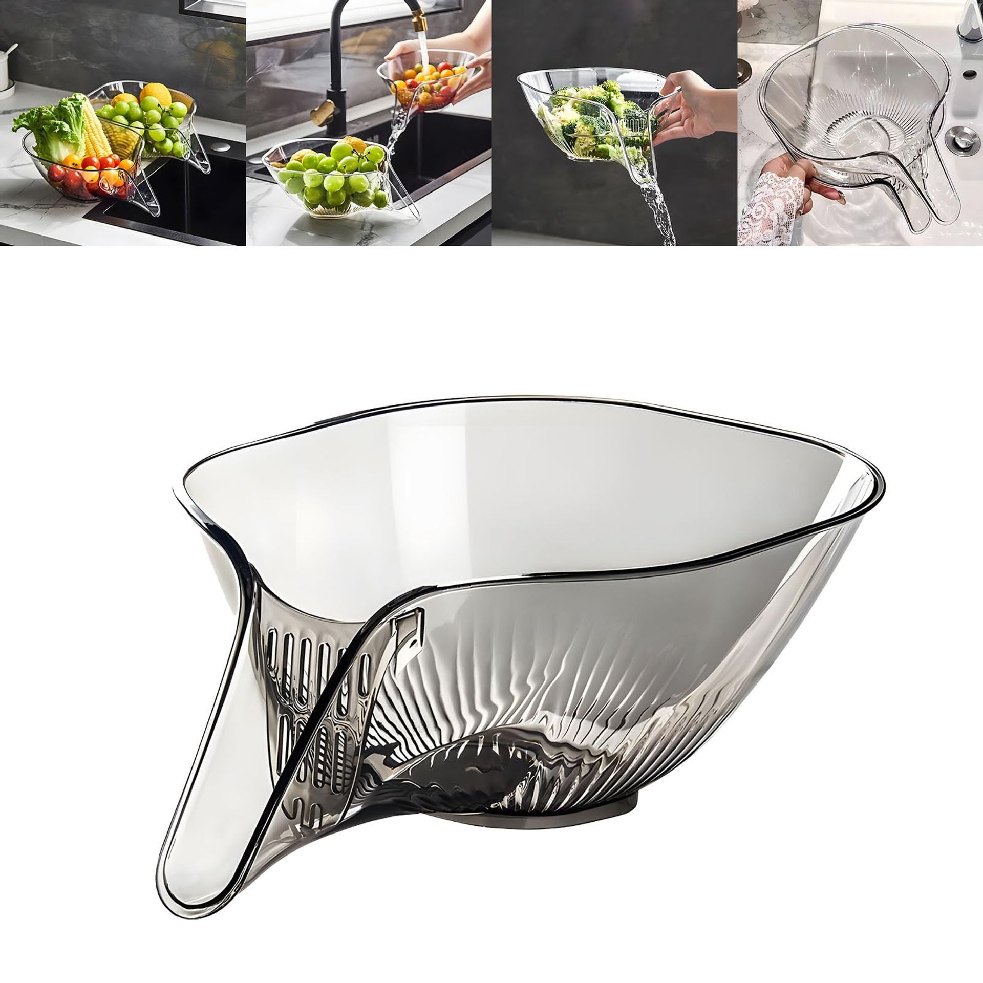 Multifunctional Kitchen Sink Drain Basket Funnel - Grey, Dry & Wet Separation Tray